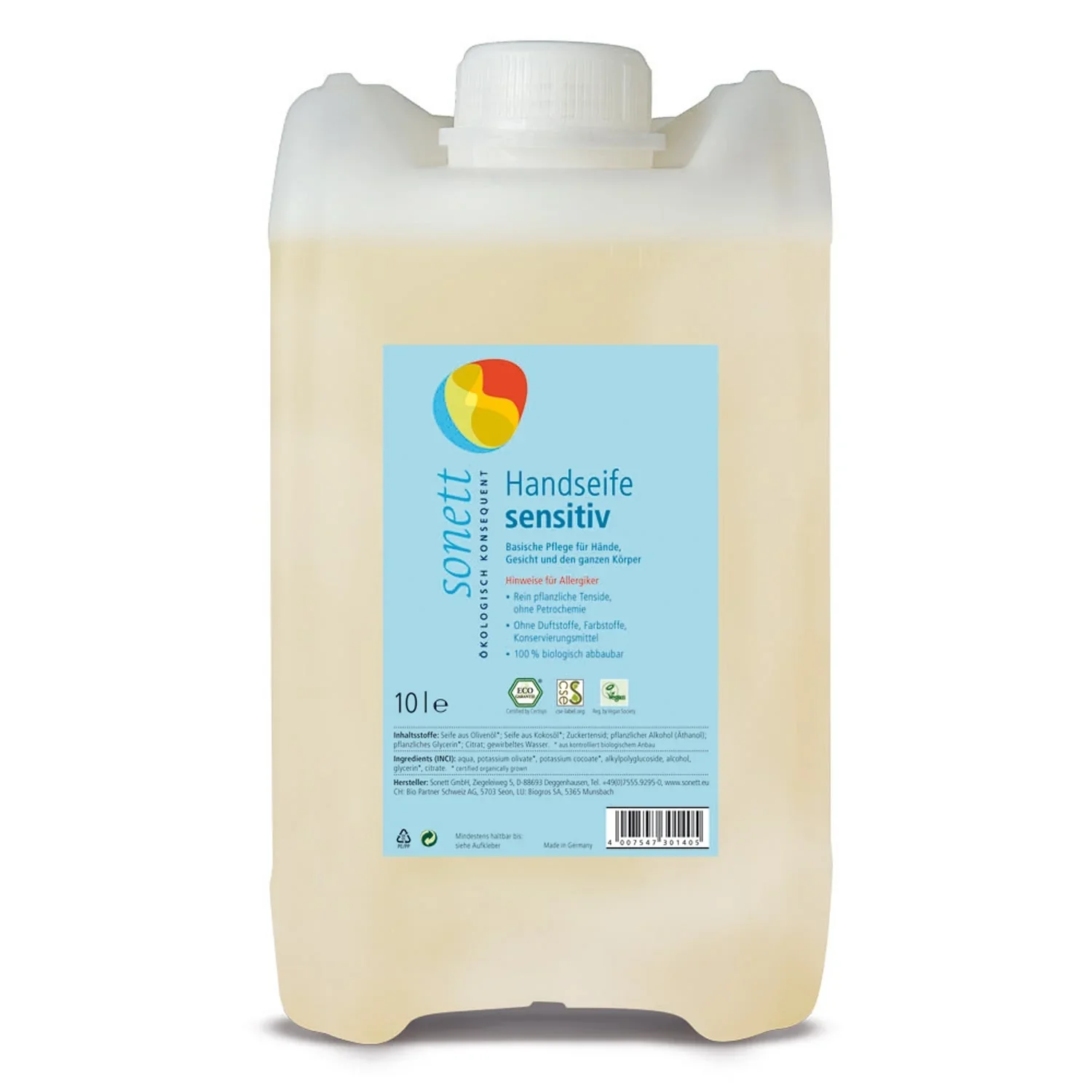 "Handzeep grootverpakking 10 Liter, handzeep navulling, handzeep gevoelige huid, zeep zonder parfum image"