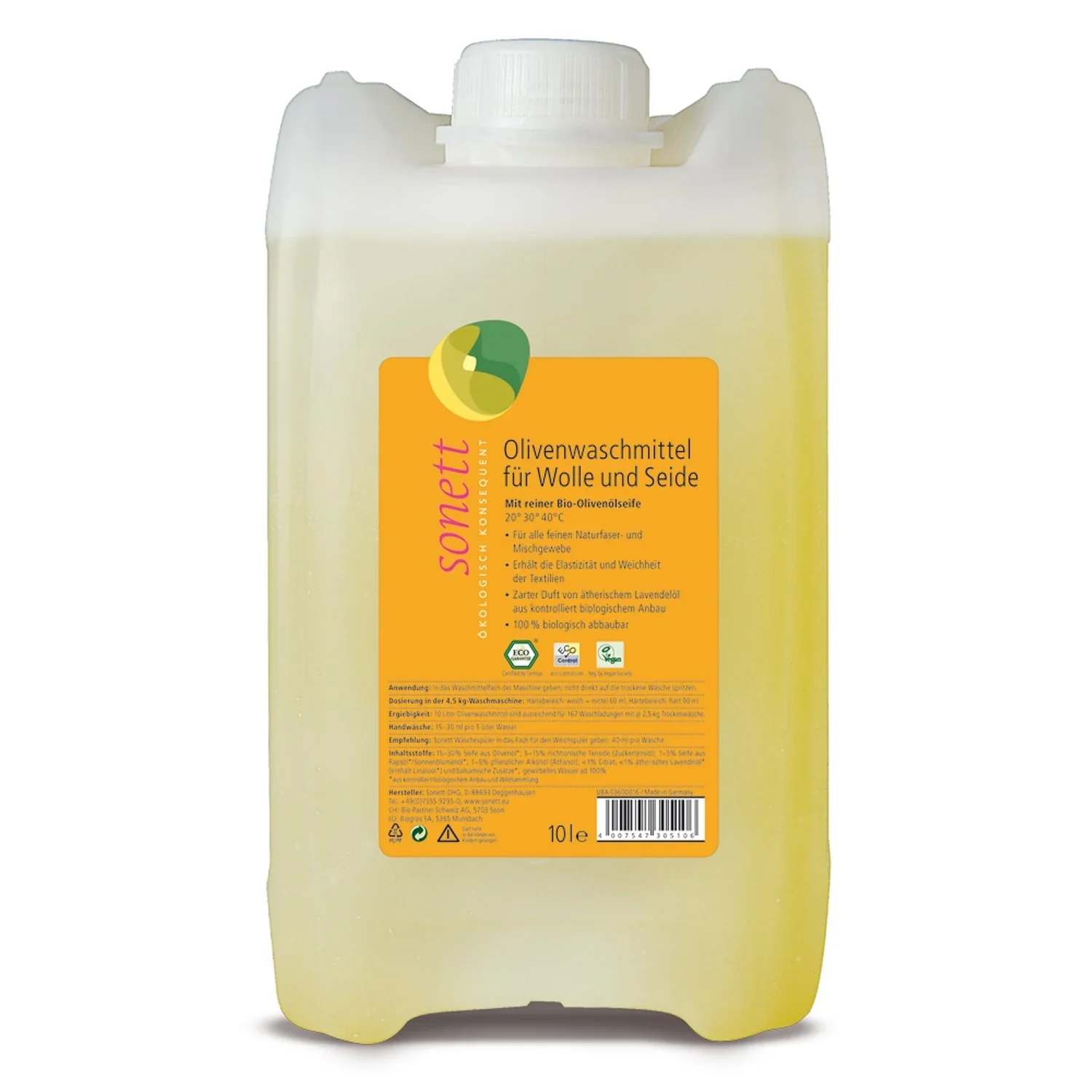 "Wasmiddel wol en zijde, SONETT vloeibaar Olive 10 Liter, wasmiddel voor wol en zijde image"