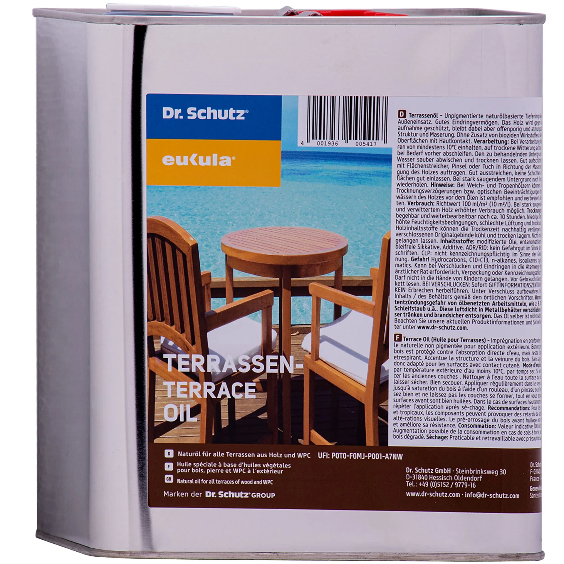 Terras olie 2,5 liter, natuurlijke olie voor houten en WPC terras