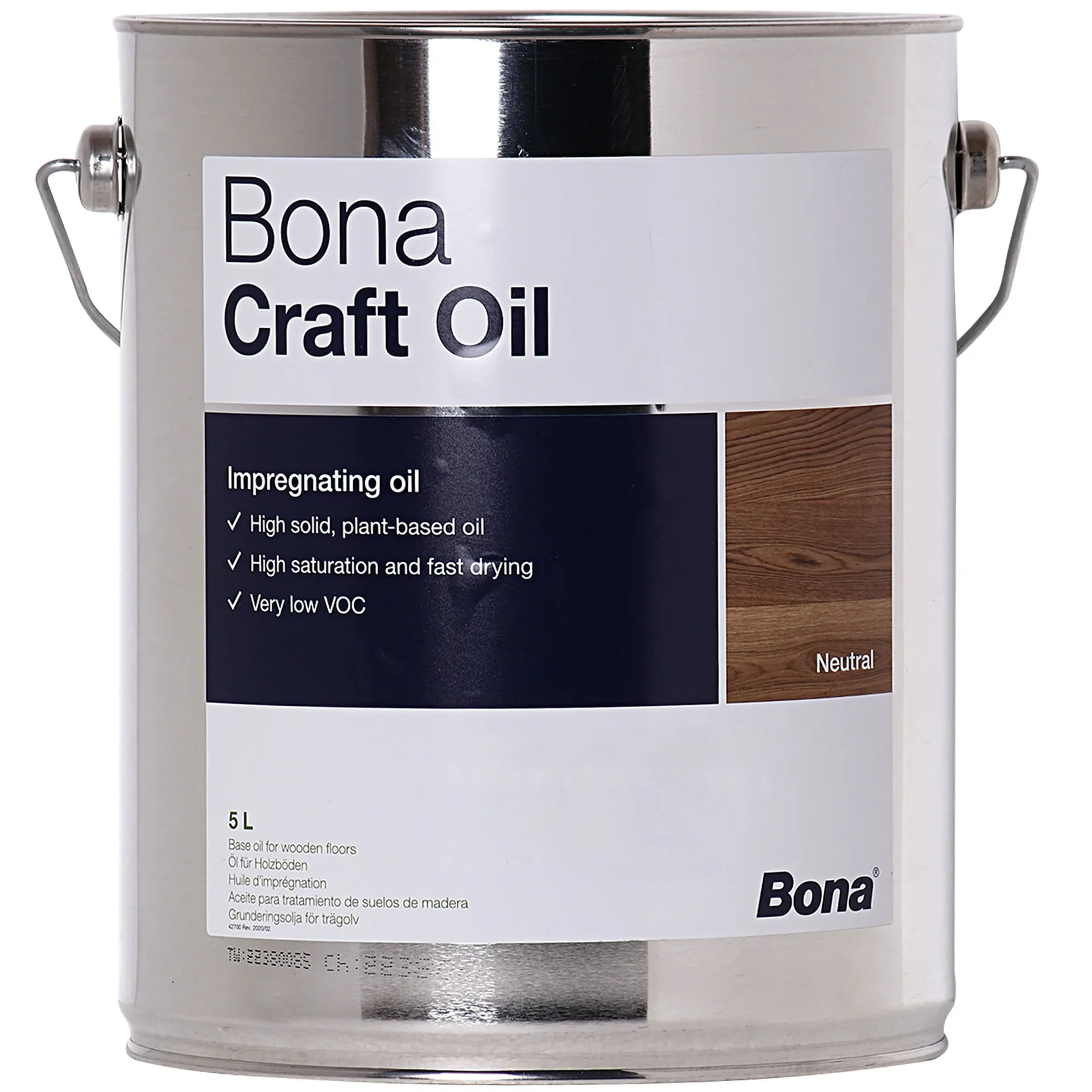 "Houtolie neutraal, Bona Craft Oil PURE 5 Liter, kleurloos, parketolie 5 liter image"