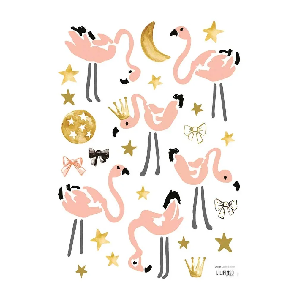 "Lilipinso muursticker A3 flamingo's image"