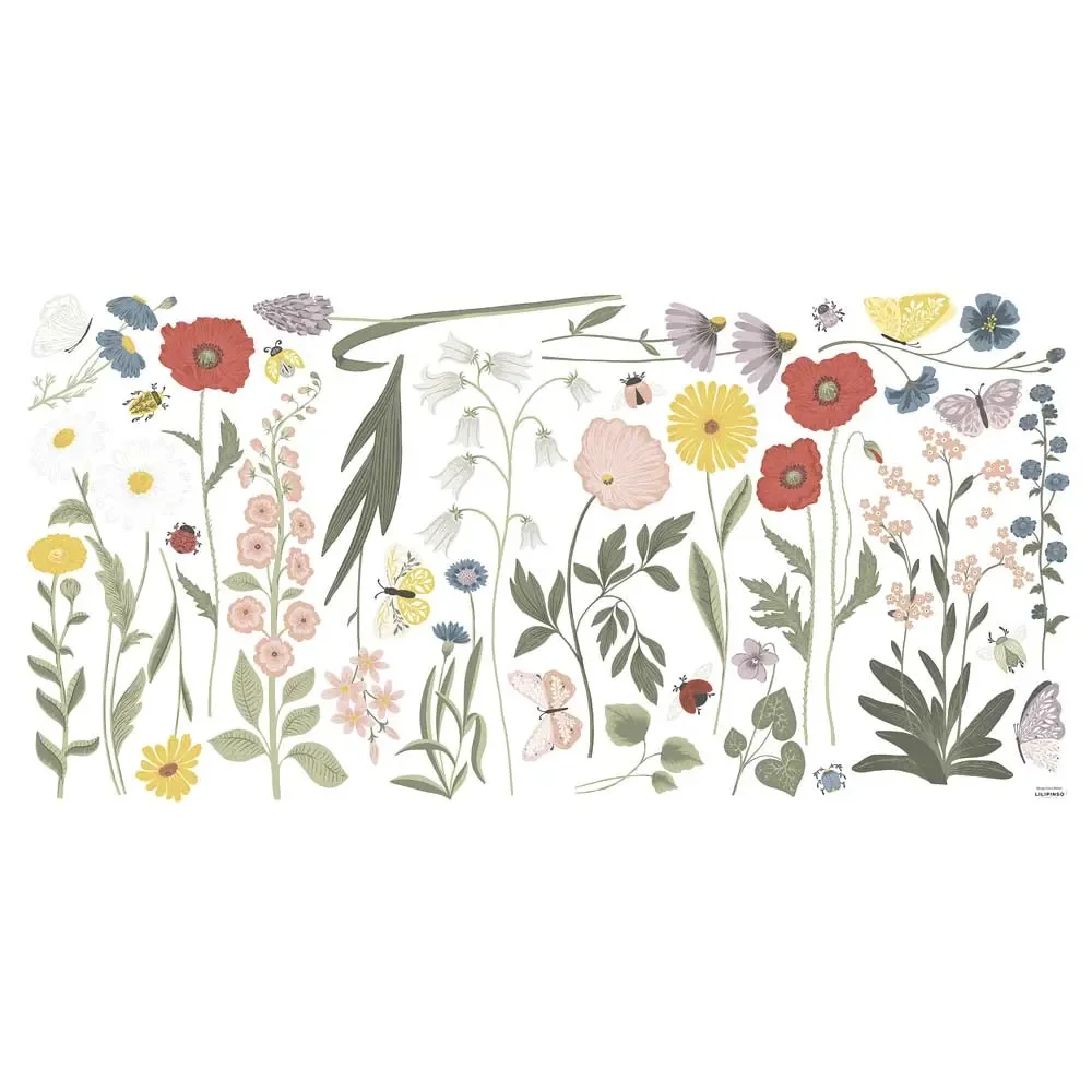 "Lilipinso Muursticker XL Echt grote wilde bloemen bloem gekleurd image"