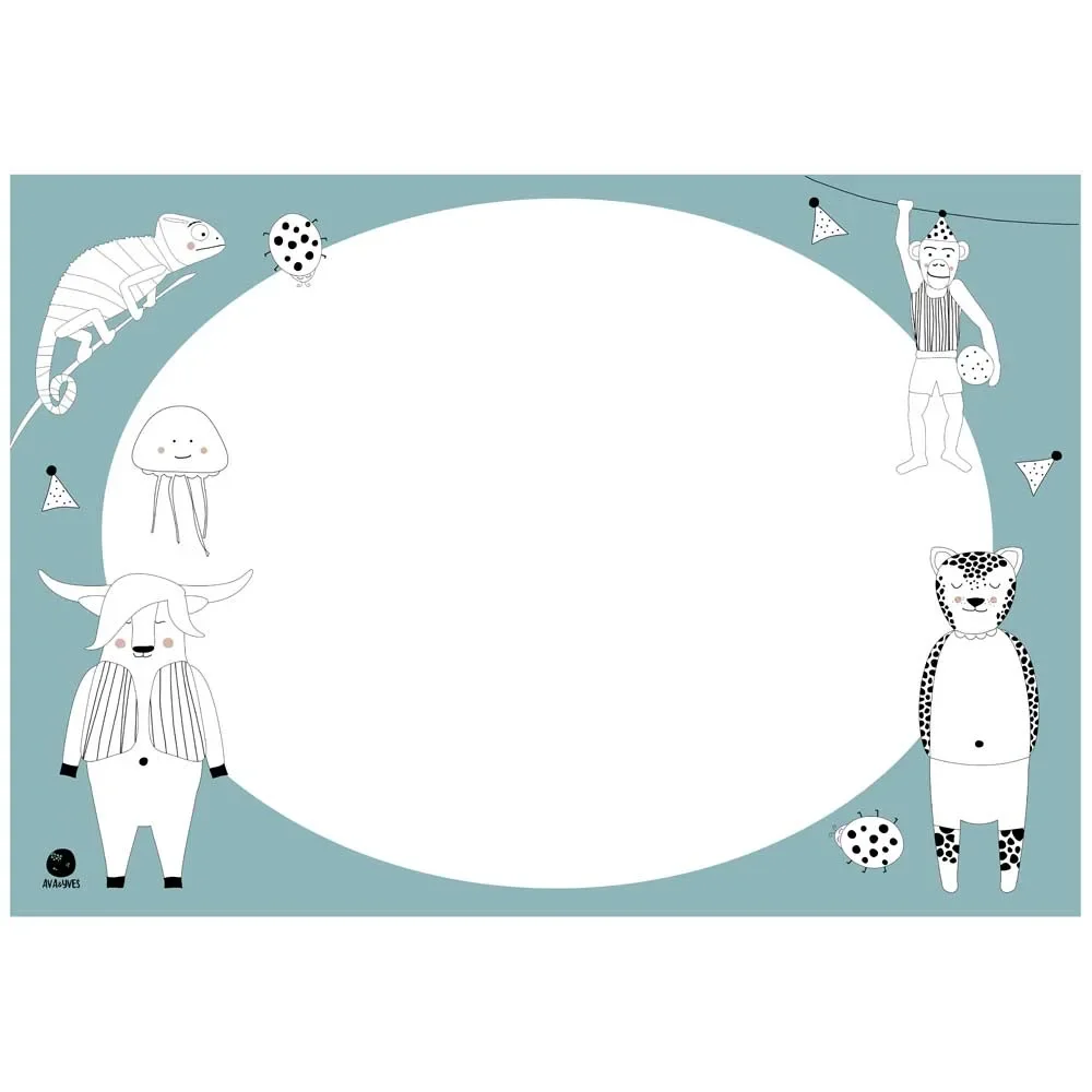 "Ava & Yves placemat / bureaulegger kleurplaten dieren image"