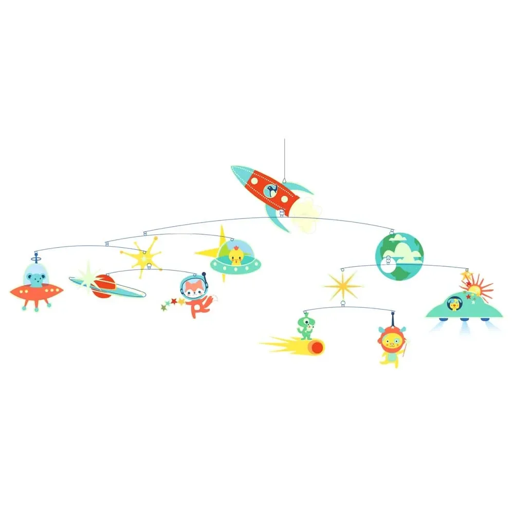 "Djeco kindermobiel dieren in de ruimte fluorescerend image"
