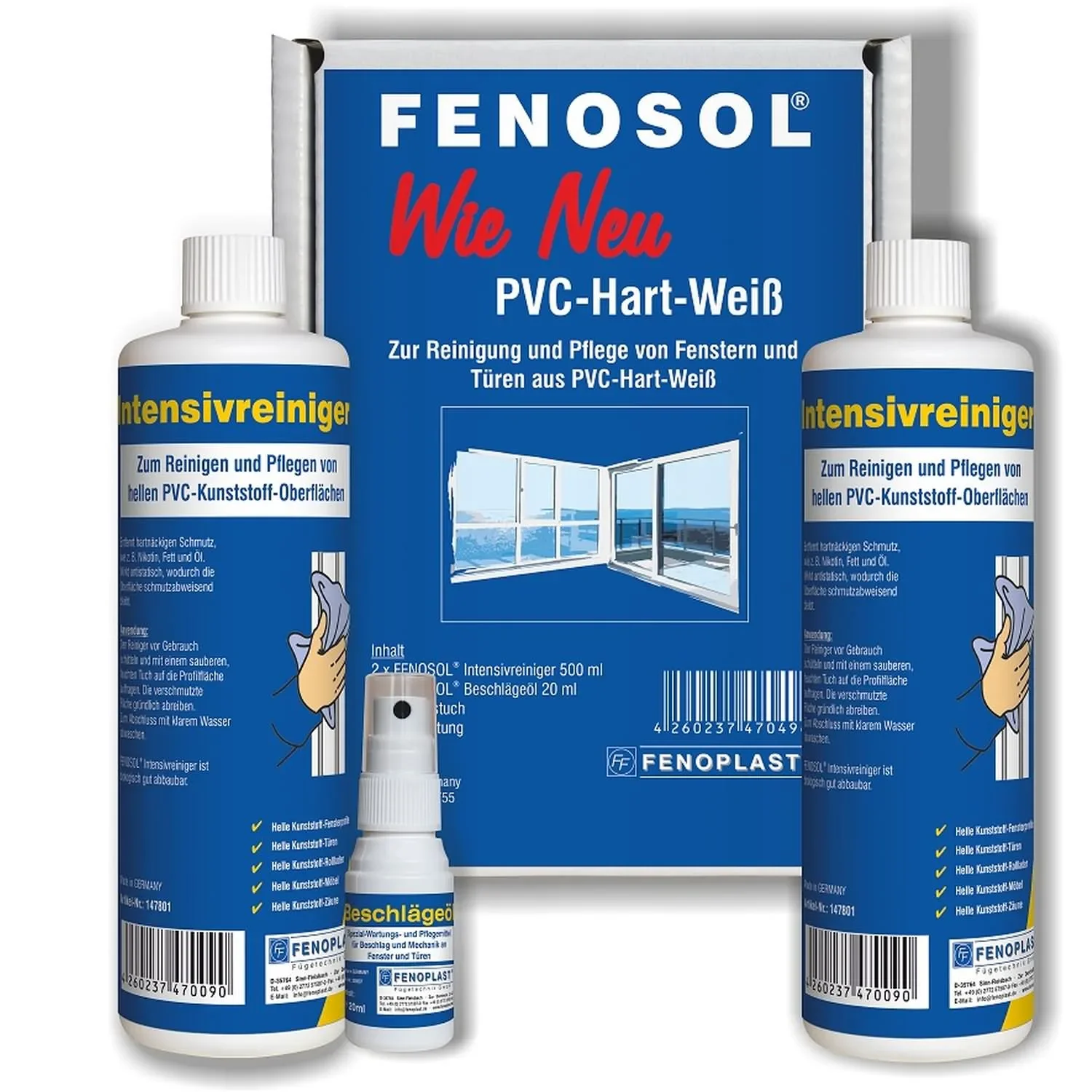 "PVC reiniger, Kunststof reiniger, Raamkozijn reiniger, PVC onderhoud, Kunststof onderhoud, Raam onderhoud set, PVC reinigingsset image"