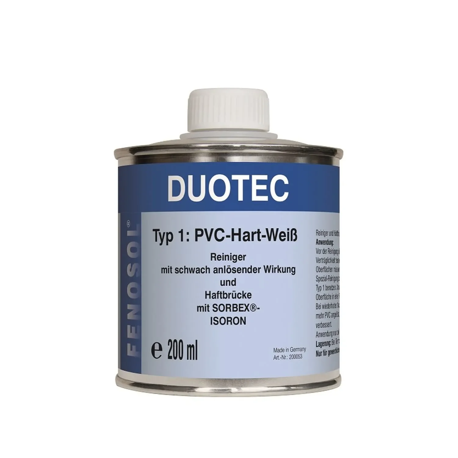 "PVC lijm, PVC hard lijm, Fenosol DUOTEC 200ml, type 1, hard PVC, wit image"