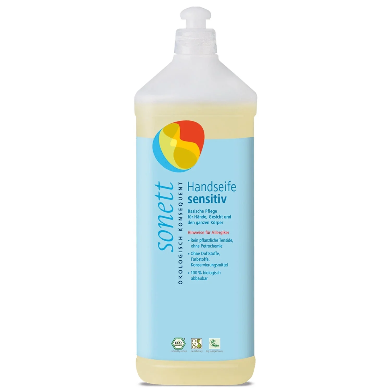 "Handzeep navulling 1 liter, Sonett Handzeep sensitiv, parfumvrij, milde handzeep image"