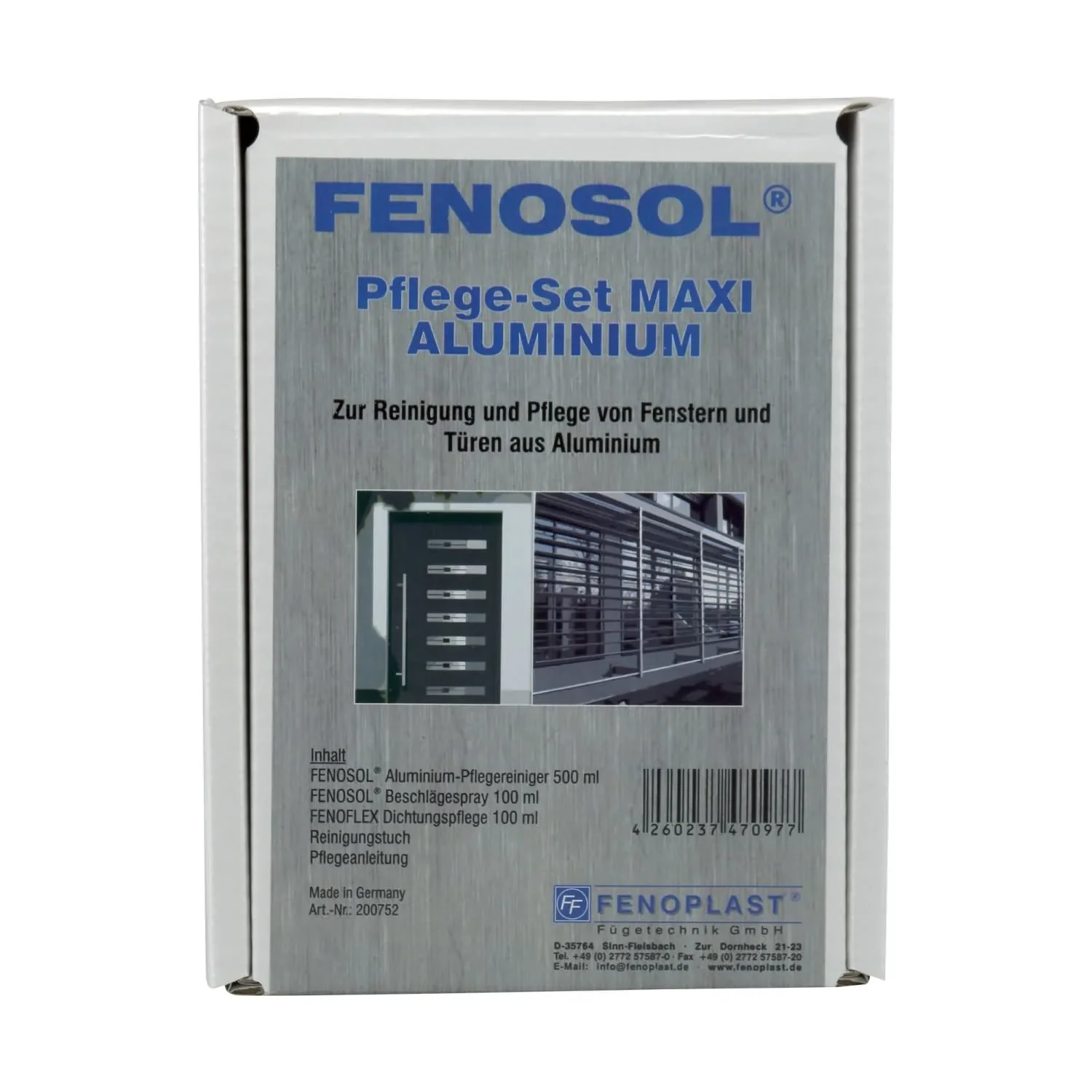 "Aluminium onderhoudsset, FENOPLAST Fenosol Pflege-Set Aluminium MAXI, Aluminium reiniger, Aluminium bescherming image"