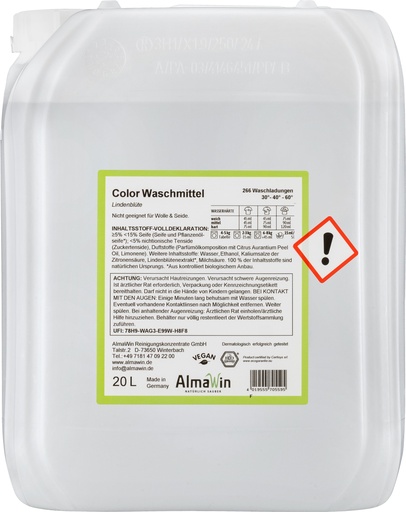 "Vloeibaar wasmiddel kleur, 20 liter, wasmiddel voor gekleurde was image"