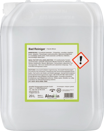 "Badkamer schoonmaken, badkamer reiniger, 20 Liter, badkamer reinigen image"