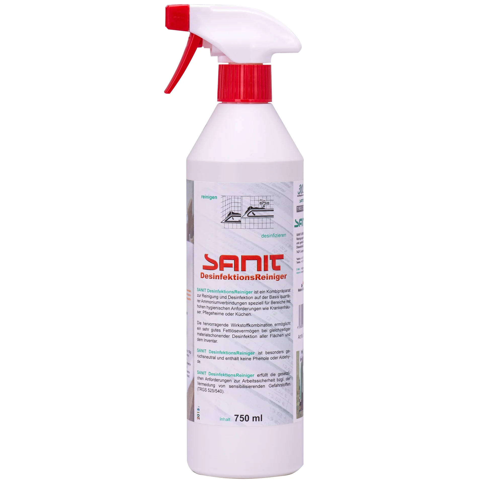 "Desinfecterende reiniger 750 ml, desinfectie spray, sanitair reiniger desinfectie image"