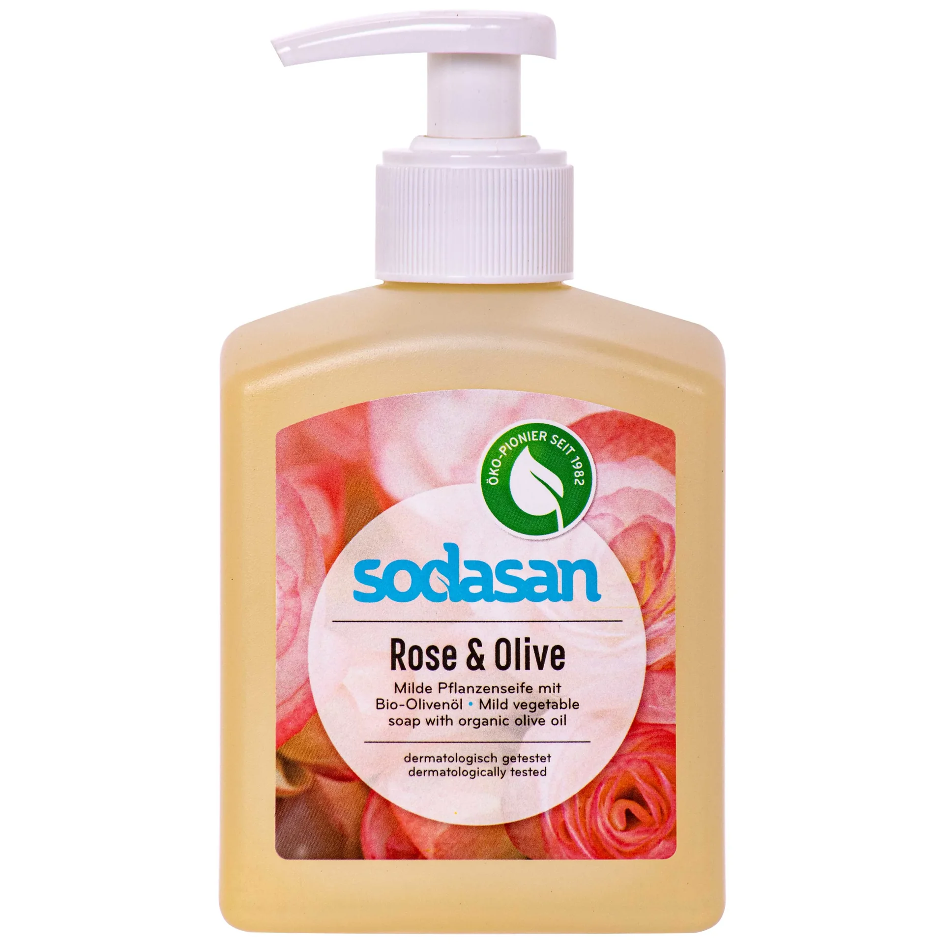 "Vloeibare zeep, handzeep, 300 ml, plantaardige zeep, zeep met olijfolie, rozen zeep image"