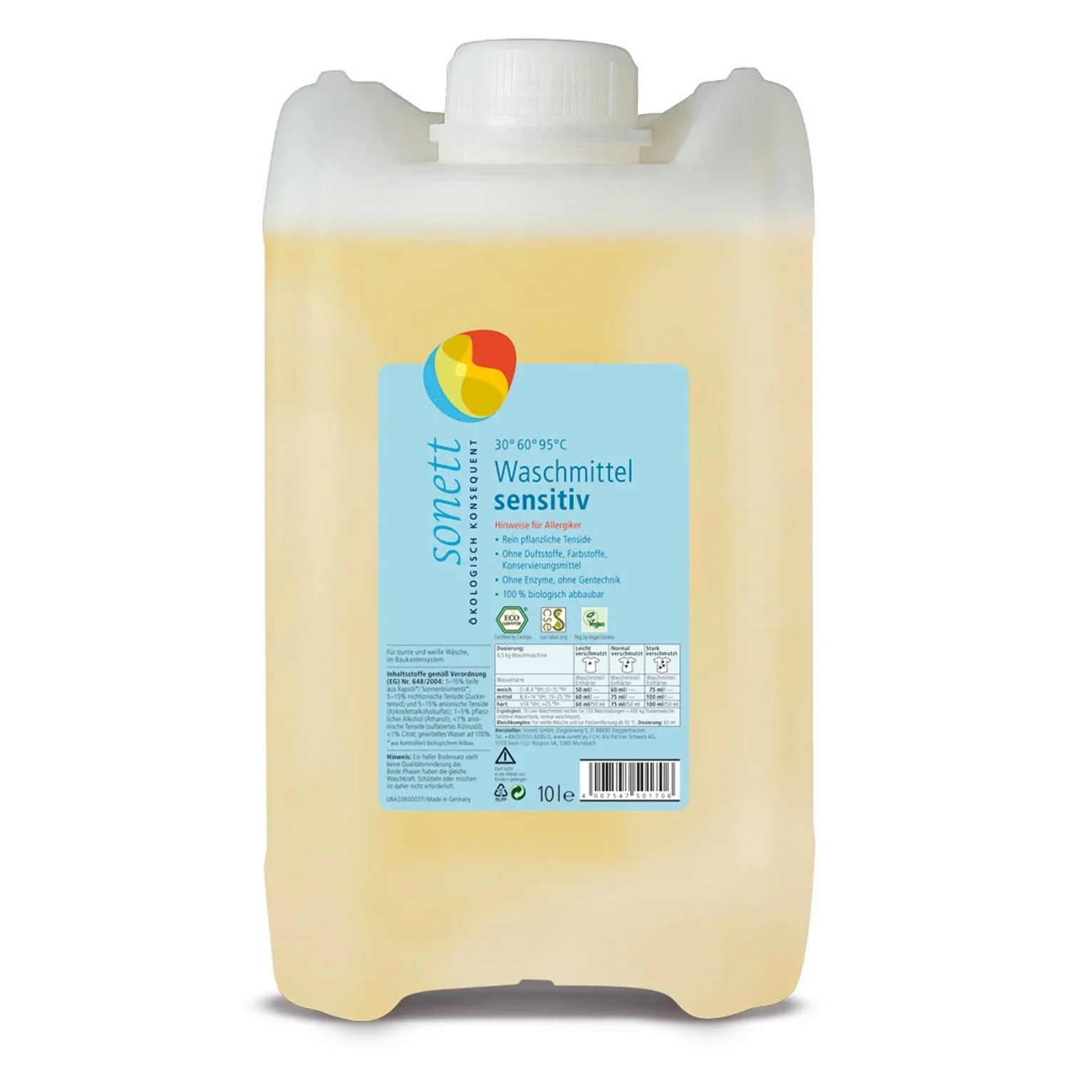 "Wasmiddel gevoelige huid, vloeibaar wasmiddel, 5 Liter, wasmiddel zonder parfum, zonder kleurstoffen image"