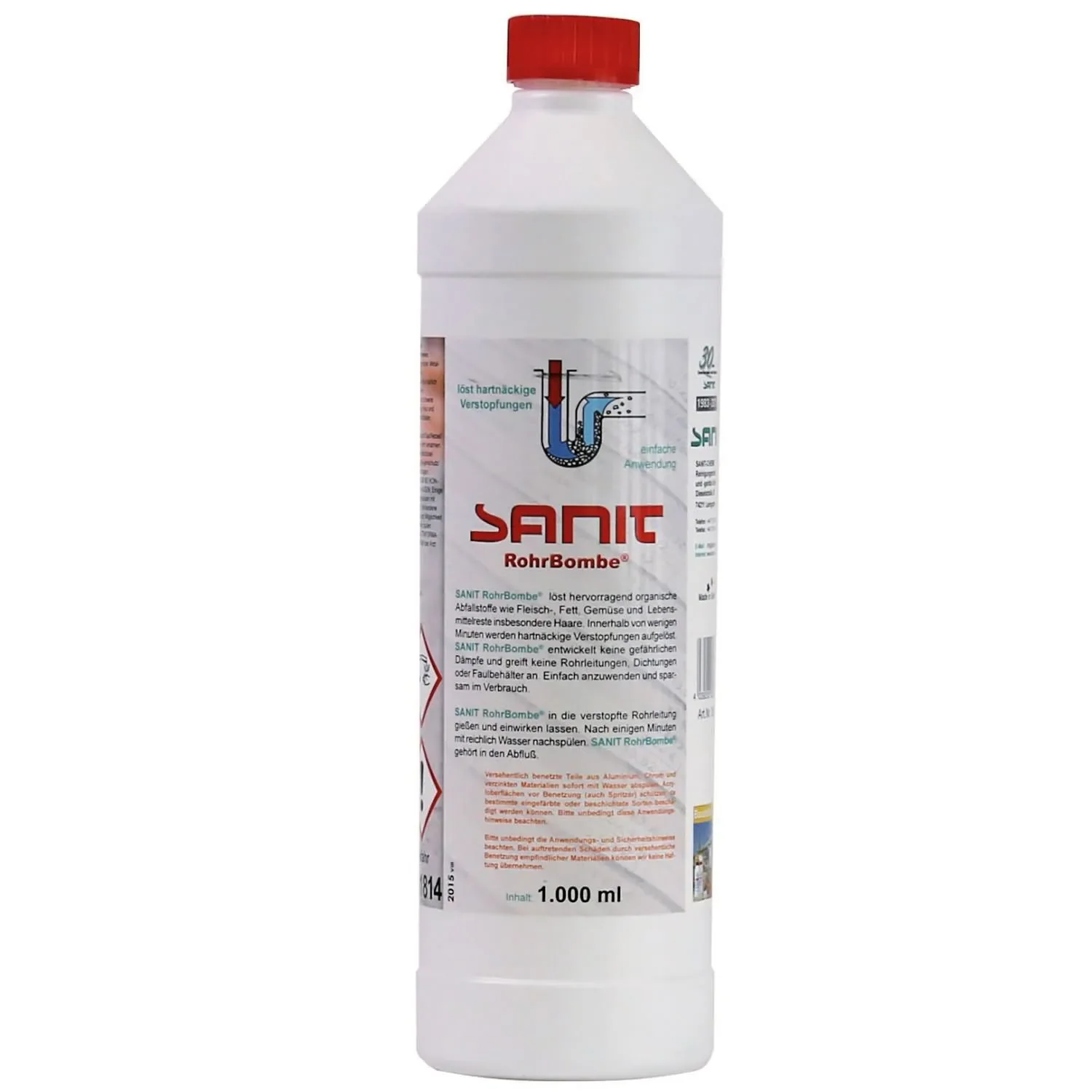 "Afvoer ontstoppen vloeibaar, 1 Liter, afvoer reiniger, Sanit Rohrbombe image"