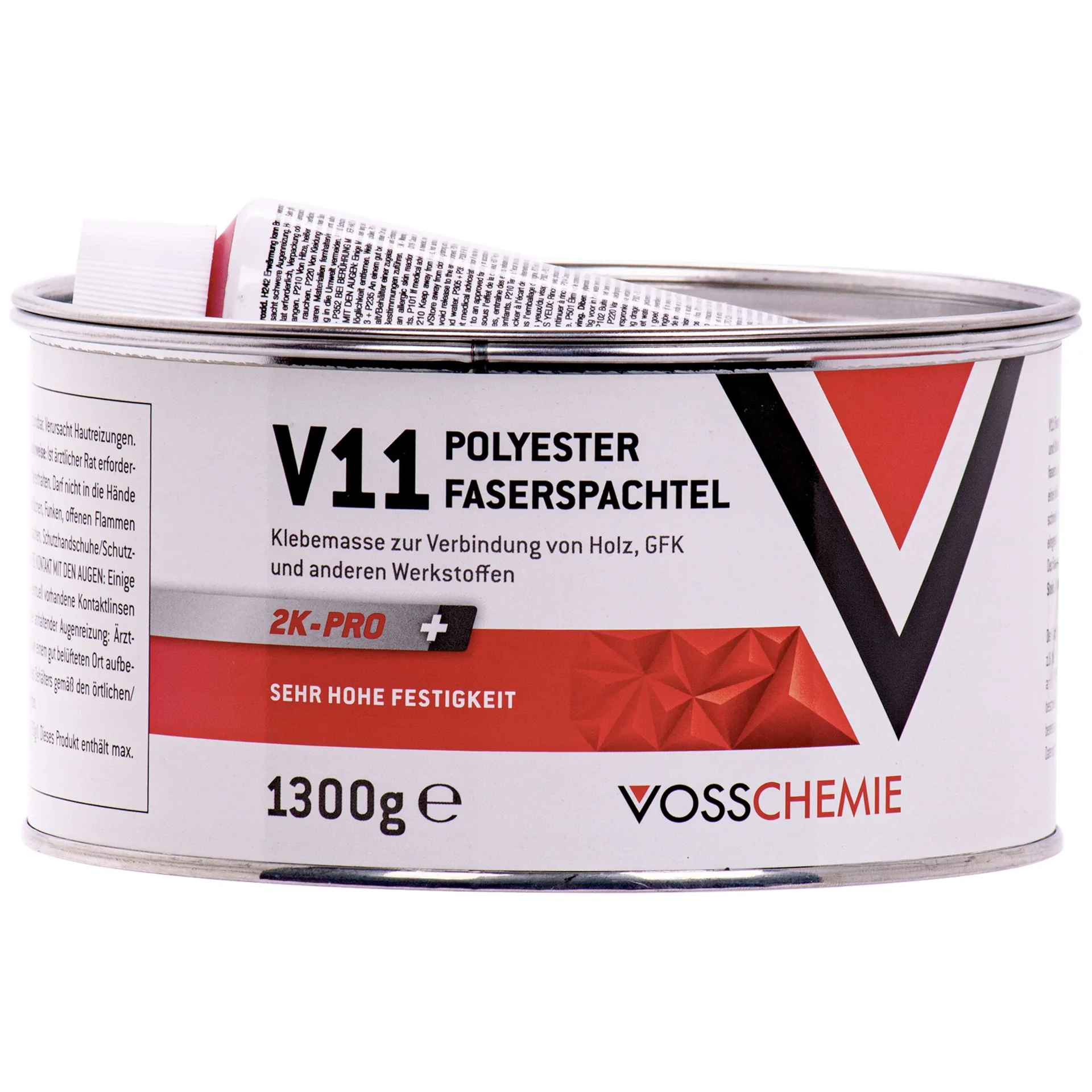 "Polyester plamuur, Polyester vezelplamuur, 2K plamuur, 1,3 kg 1250 g Masse + 50 g BPO-Härter image"