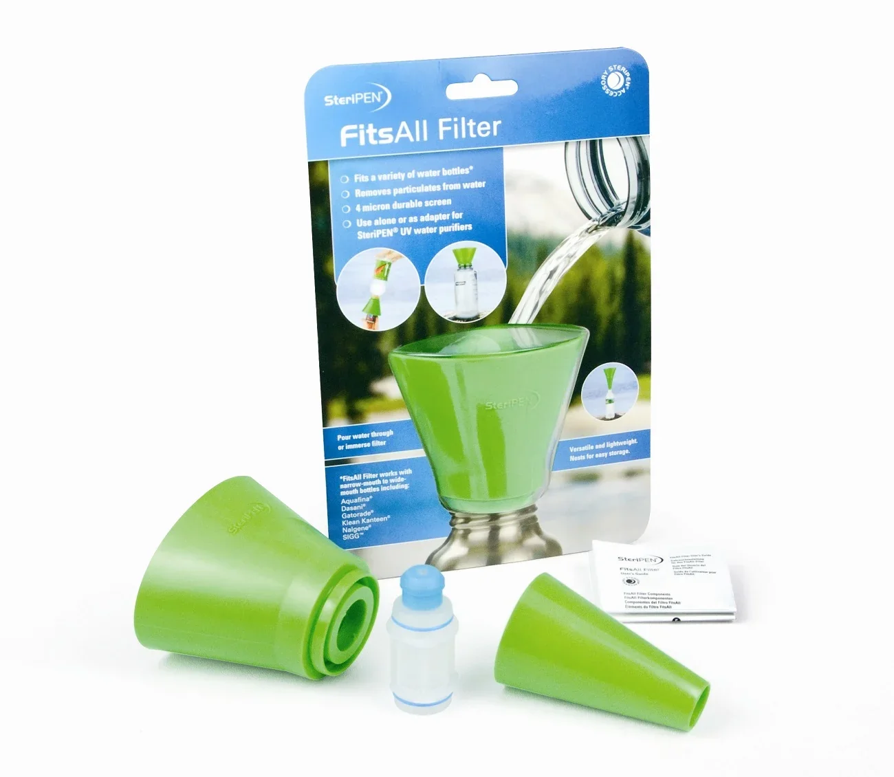 "Waterfilter, Steripen, draagbare waterfilter met 40 micron voorfilter image"