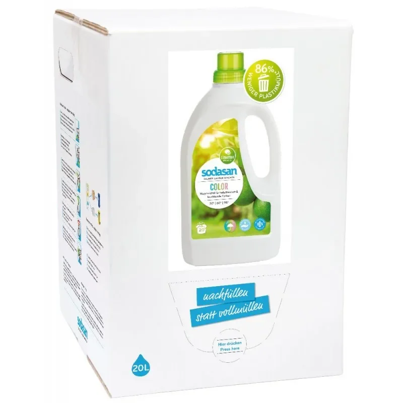 Wasmiddel kleur, vloeibaar wasmiddel, 20 liter, met limoen geur, voor gekleurde was