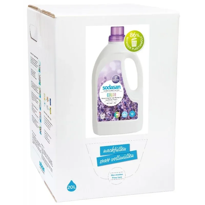 "Vloeibaar wasmiddel kleur, 20 Liter Bag in Box, wasmiddel lavendel, ecologisch image"
