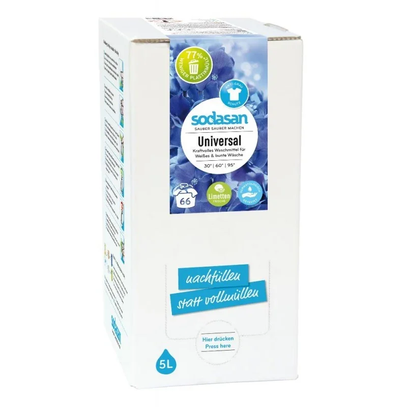 "Universeel Wasmiddel 5 Liter, Wasmiddel Lime, Duurzaam Wasmiddel, Sodasan Bag in Box image"
