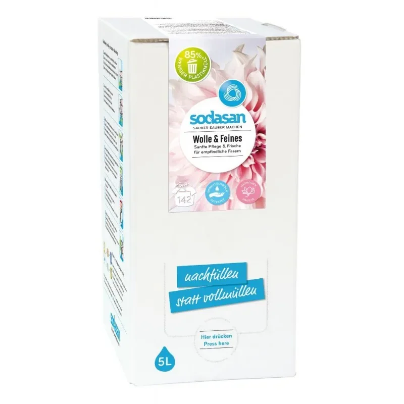 "Wol wasmiddel, fijnwasmiddel, SODASAN vloeibaar wasmiddel 5 Liter, wasmiddel wol image"