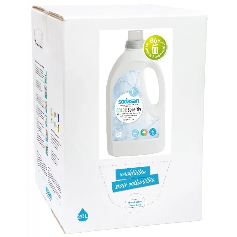 "Wasmiddel voor gevoelige huid, vloeibaar wasmiddel color, 20 liter bag in box, wasmiddel sensitive image"