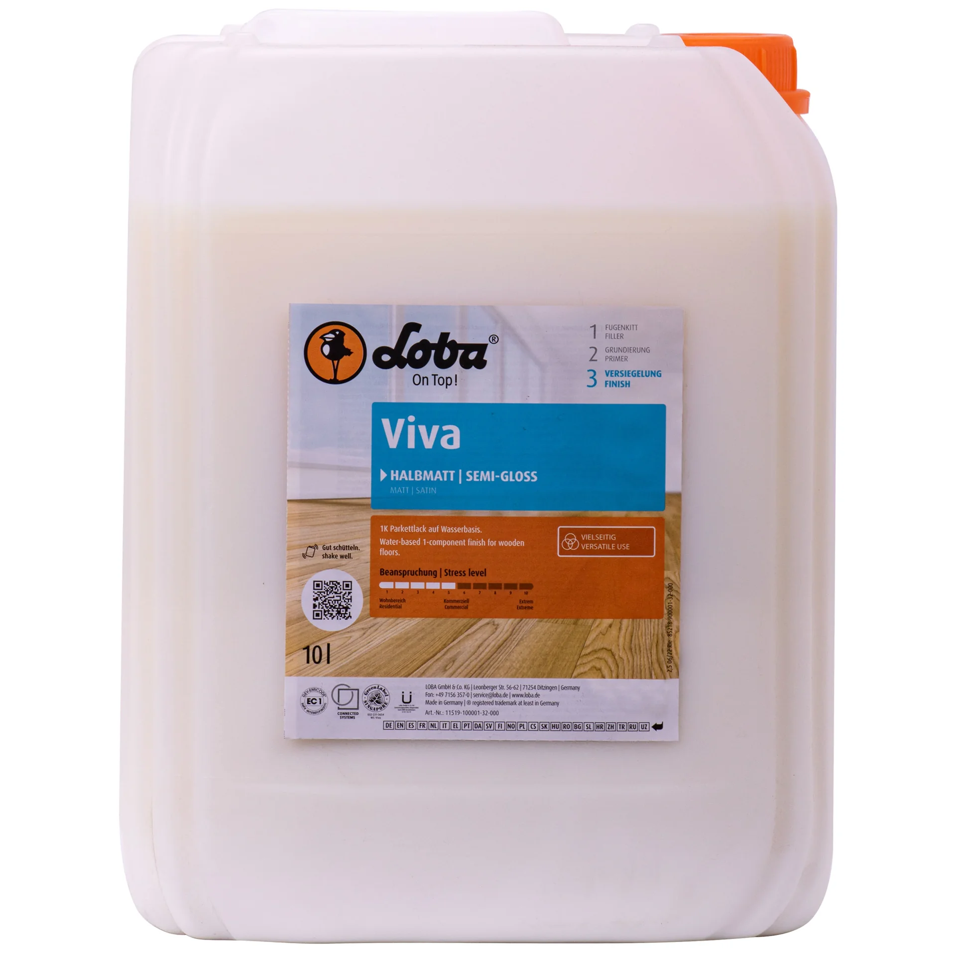 "Parketlak halmat, 1K Parketlak, LOBA Viva 10 Liter, halbmatt, parketlak image"