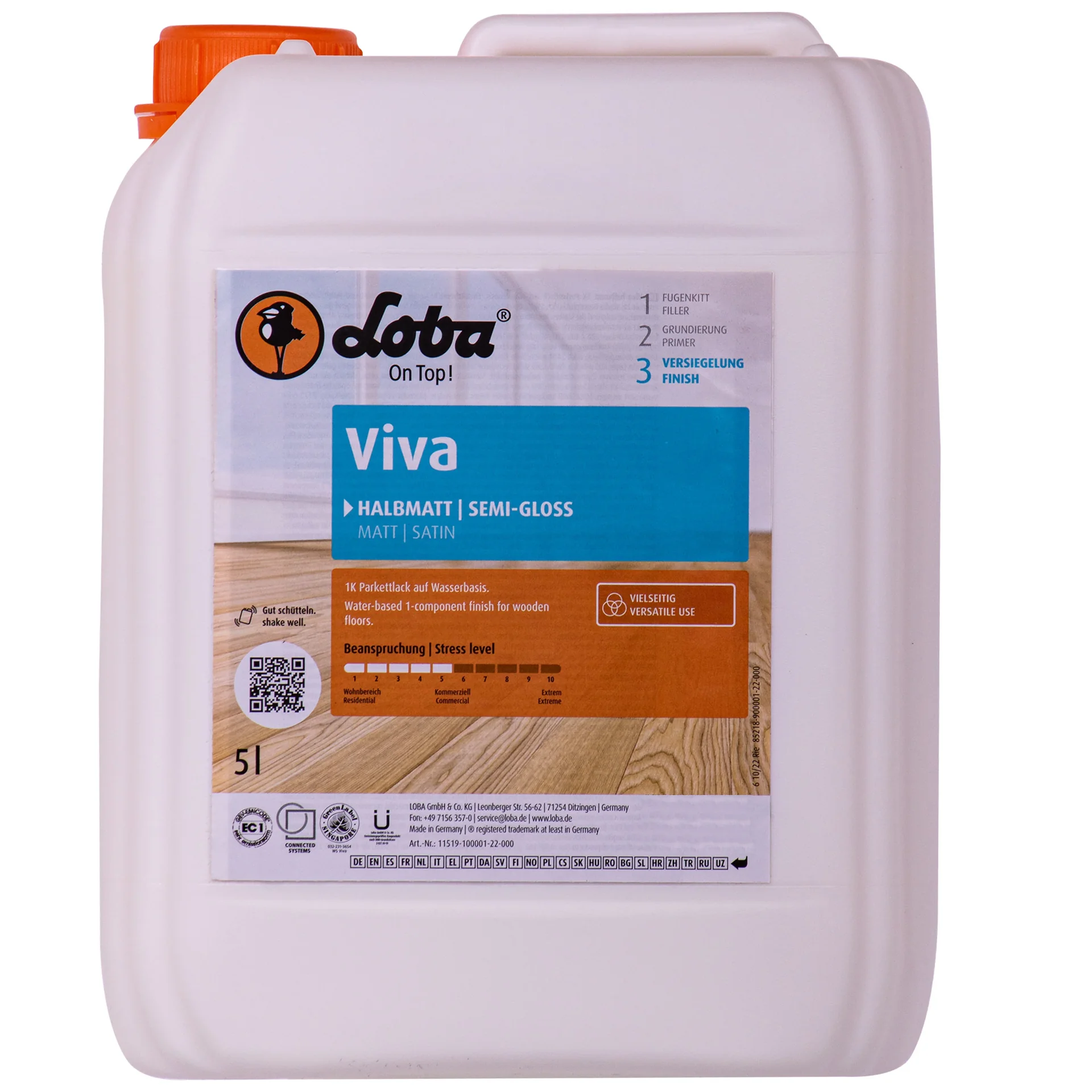 "Parketlak 5 liter, halfmat, 1K parketlak, waterbasis, 1 component parketlak image"
