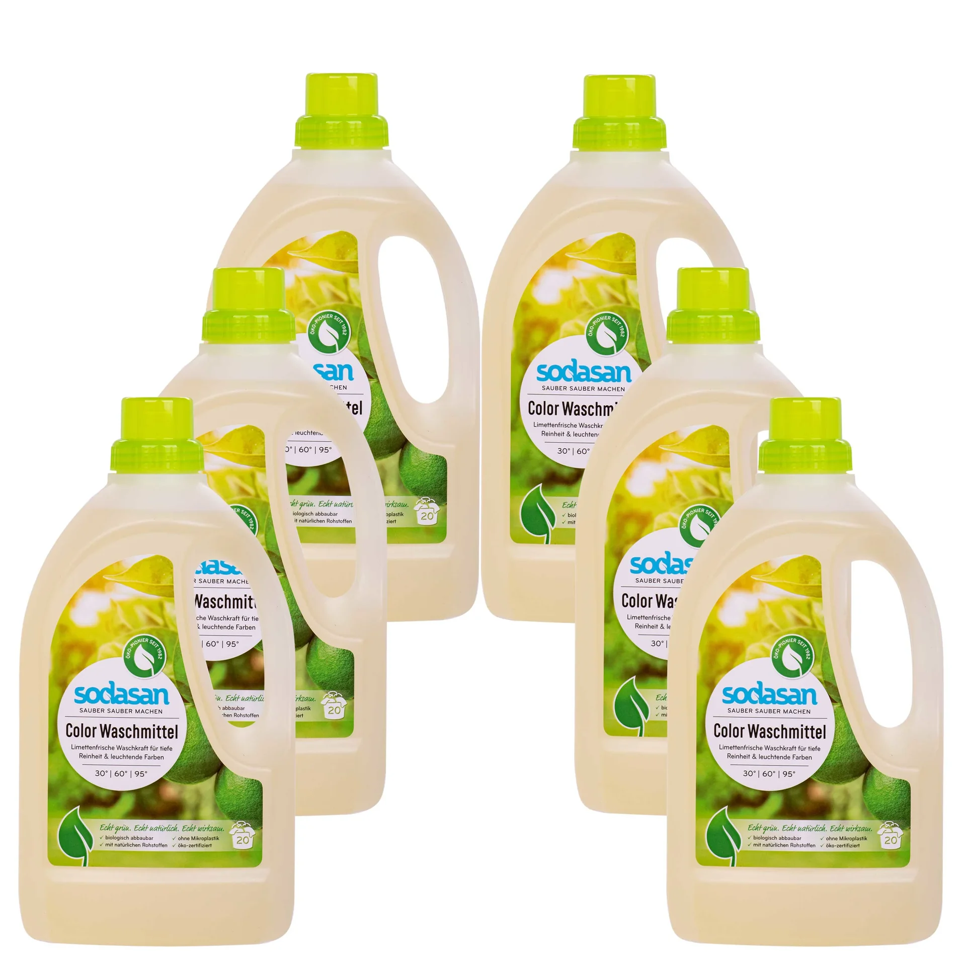 "Universeel wasmiddel, wasmiddel, vloeibaar wasmiddel, SODASAN Universal Limette, 6 x 1,5 Liter image"