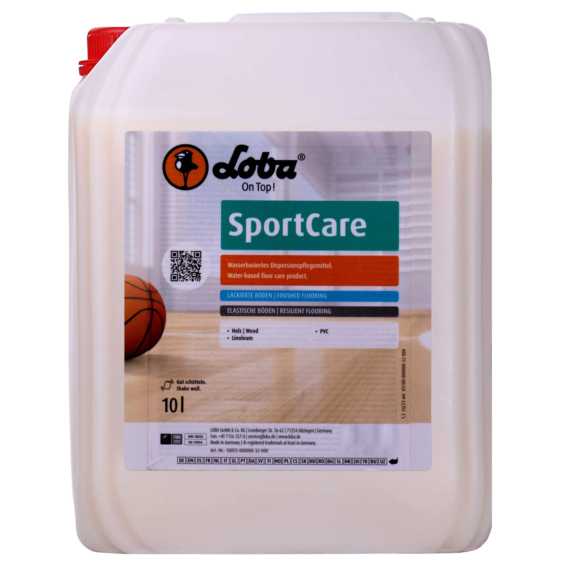 "Sportvloer onderhoud, 10 Liter Dispersie reiniger, DIN 18032 reiniger image"