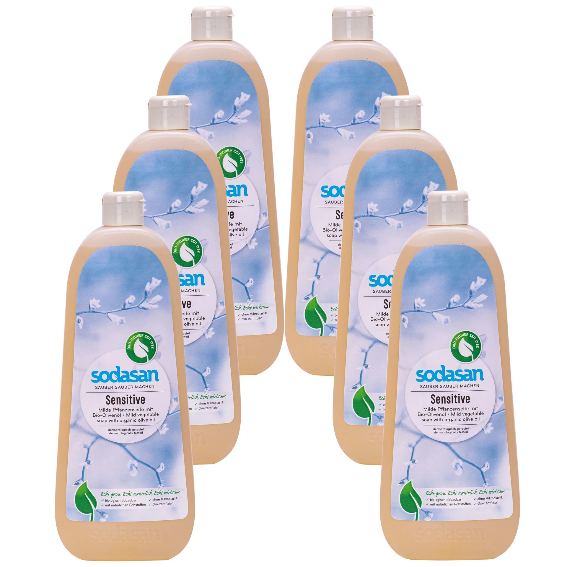 "Vloeibare zeep 6 x 1 Liter, handzeep, sensitive zeep, plantaardige zeep image"