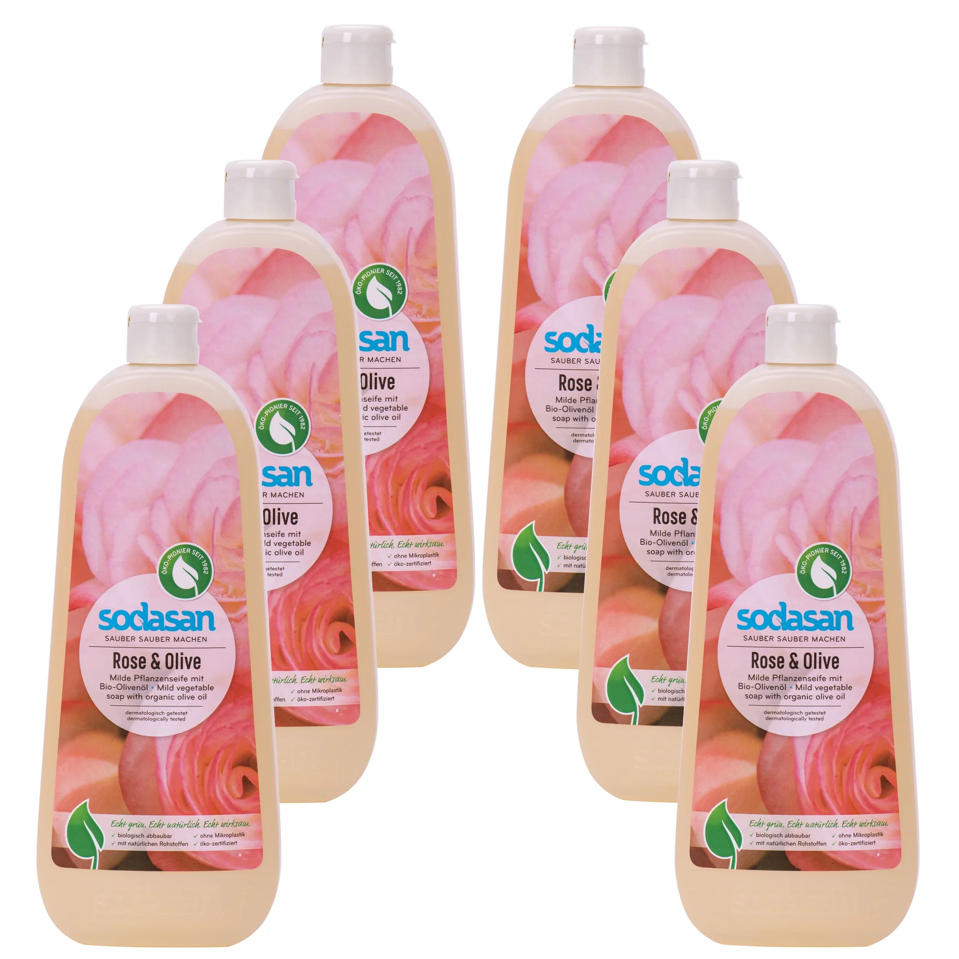 "Vloeibare Zeep 6 x 1 Liter, Handzeep Navulling, Plantaardige Zeep, Roos Olijf image"