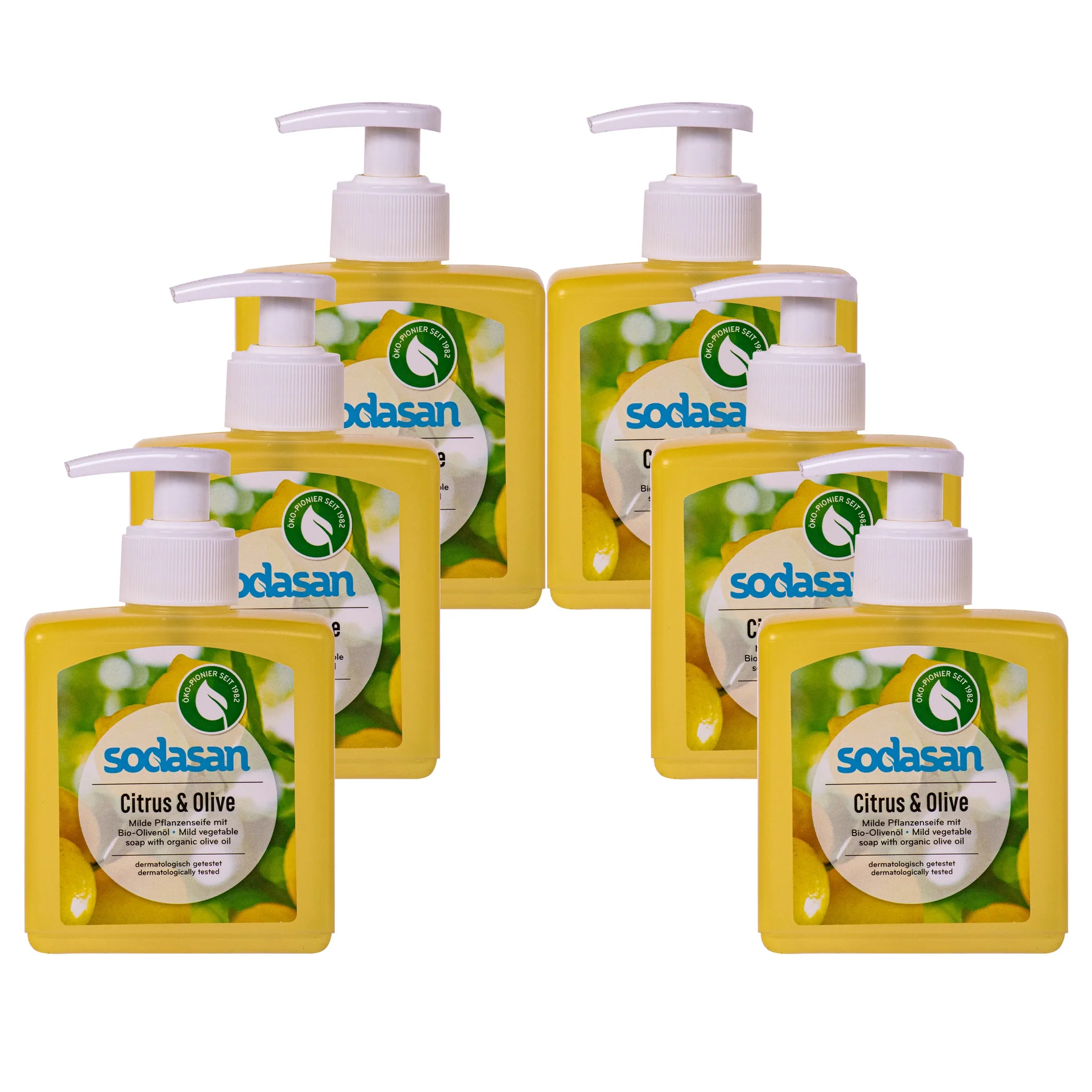 "Vloeibare zeep, handzeep, natuurlijke zeep, citrus olijf, 6 x 300 ml plantaardige zeep image"