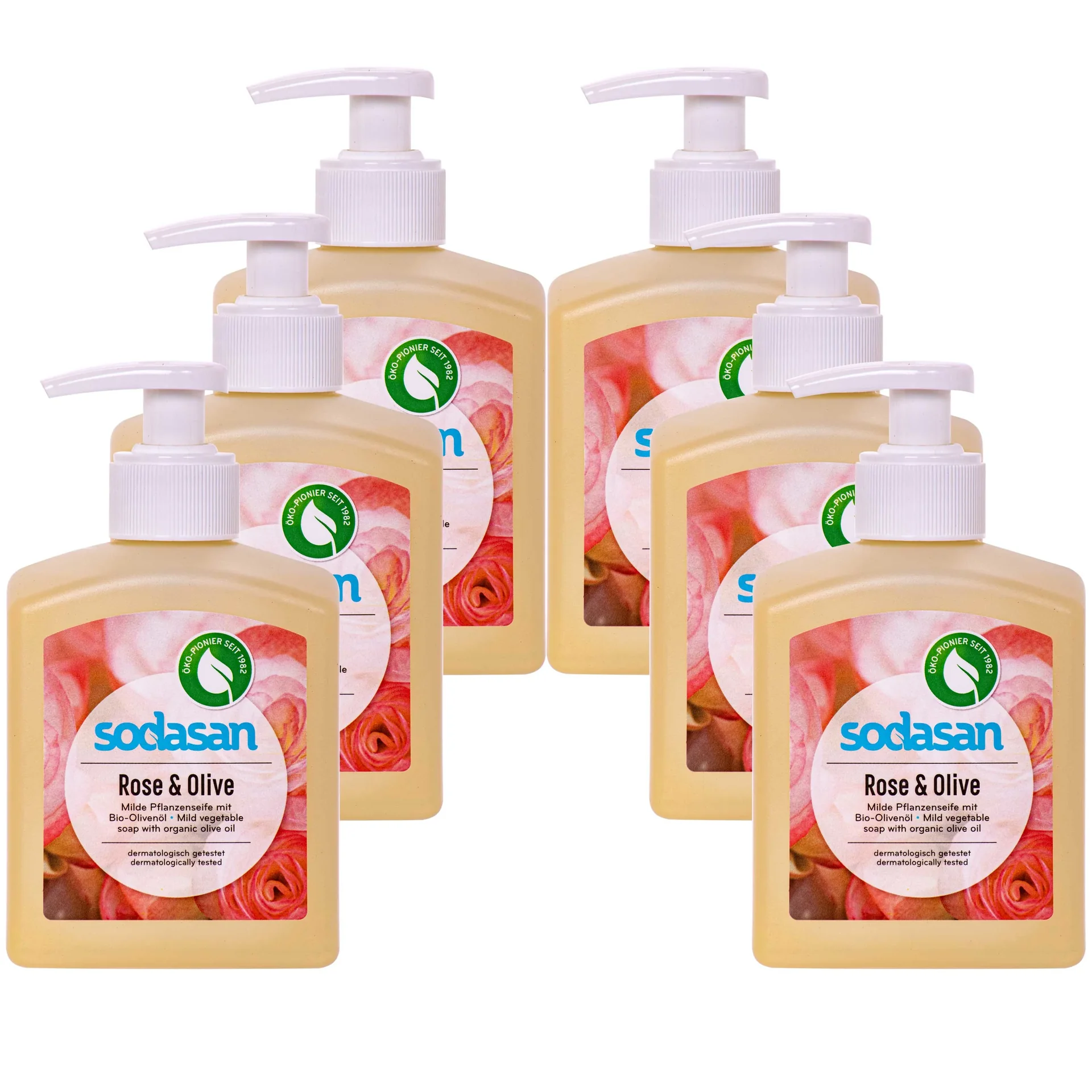 "Vloeibare Zeep, Handzeep Roos Olijf 6 x 300 ml, Natuurlijke Handzeep image"