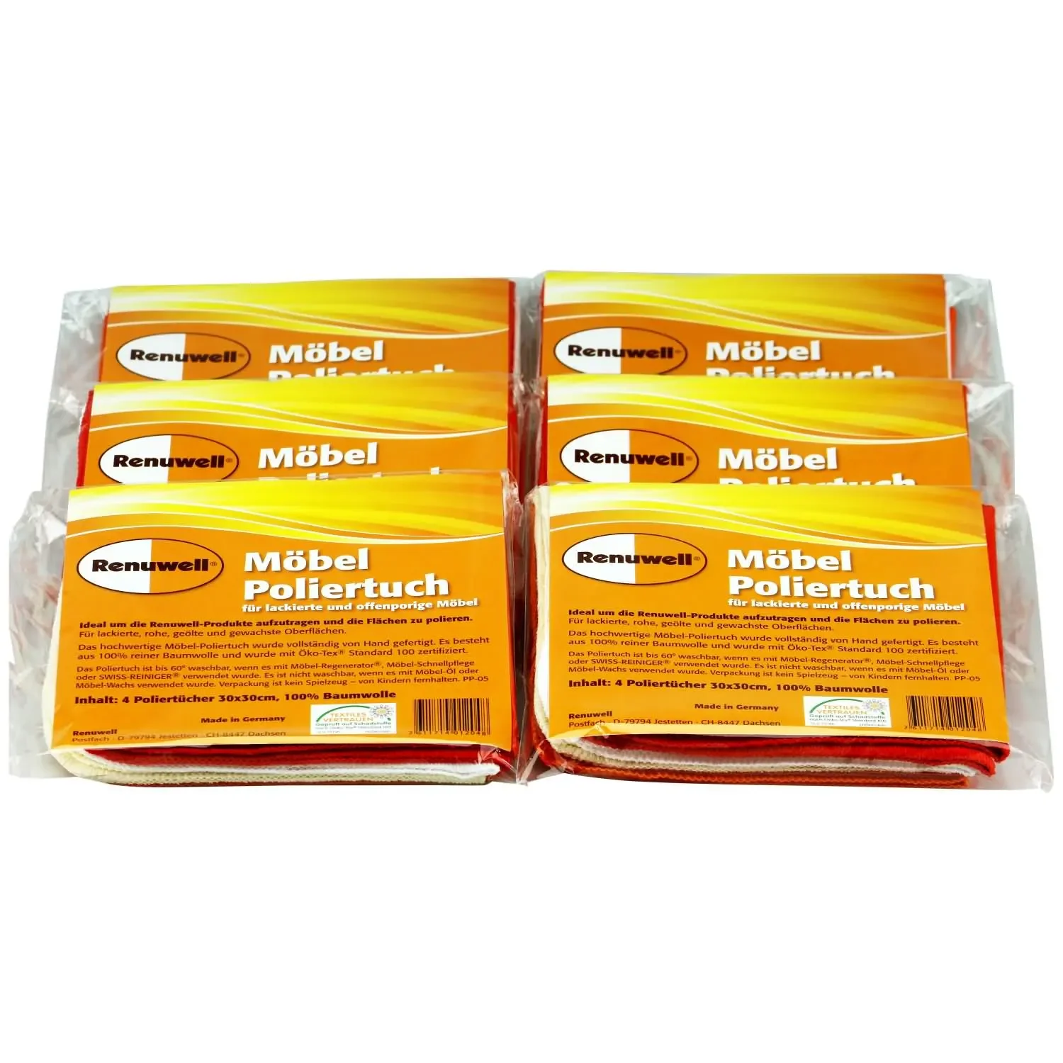 "Meubel poetsdoek, 6 stuks 30 x 30 cm, 4er Set, farblich sortiert, poetsdoeken meubels image"