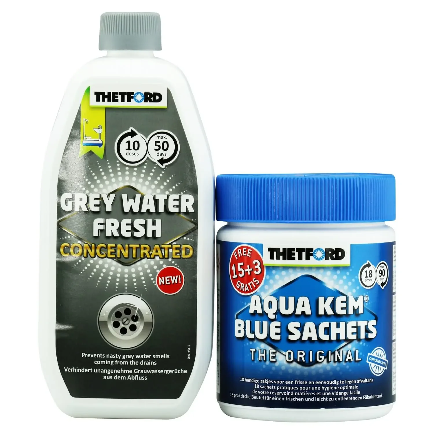 "Toiletvloeistof campingtoilet, toiletvloeistof sachets, chemisch toilet vloeistof, 0,78 Liter Grey Water Fresh image"