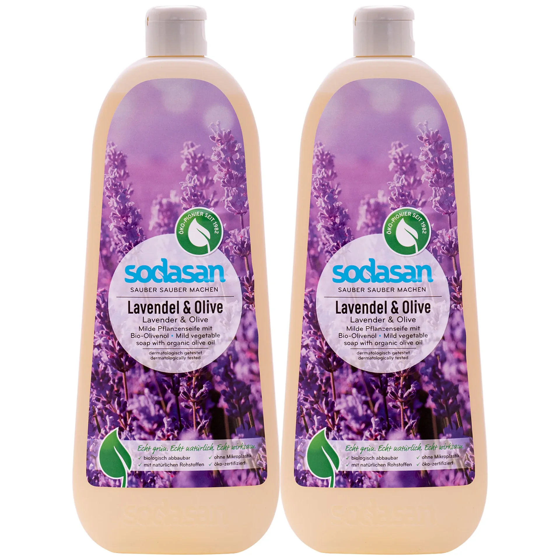 "Vloeibare Handzeep Lavendel Olijf, 2 x 1 Liter, Natuurlijke Handzeep, Lavendel Zeep, Olijf Zeep image"