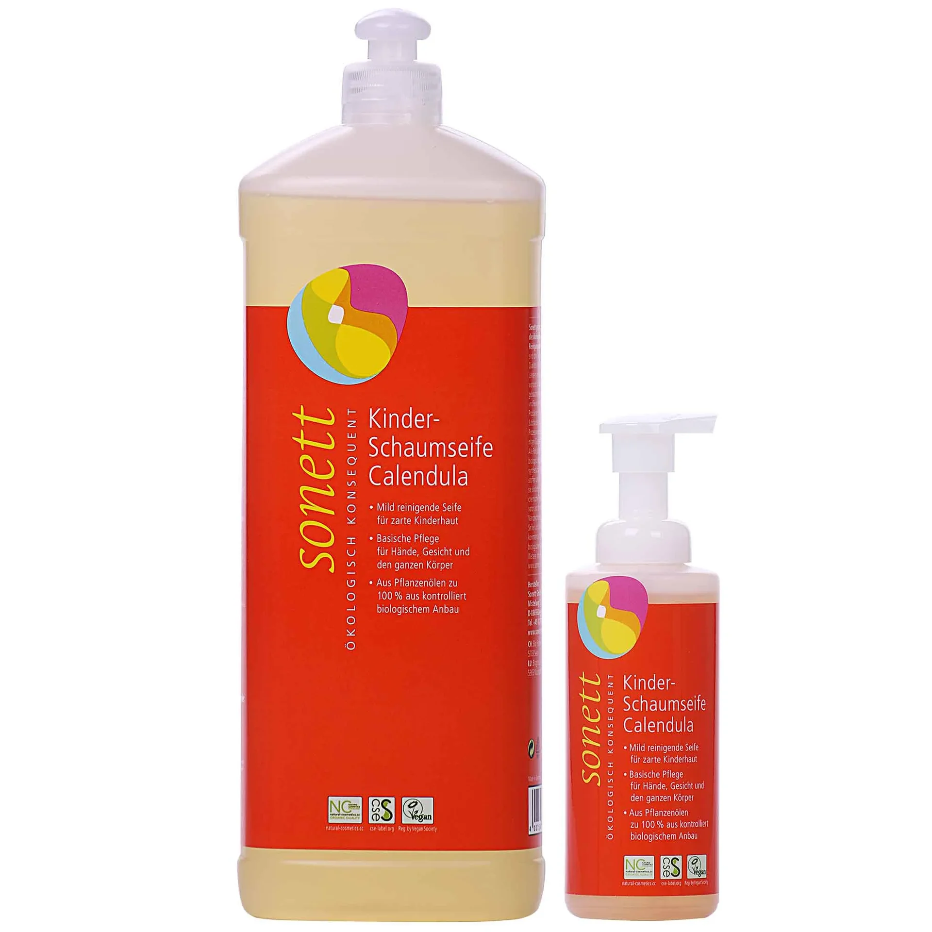 Kinder handzeep, 1 liter navulling, 200 ml schuimspender, Calendula zeep