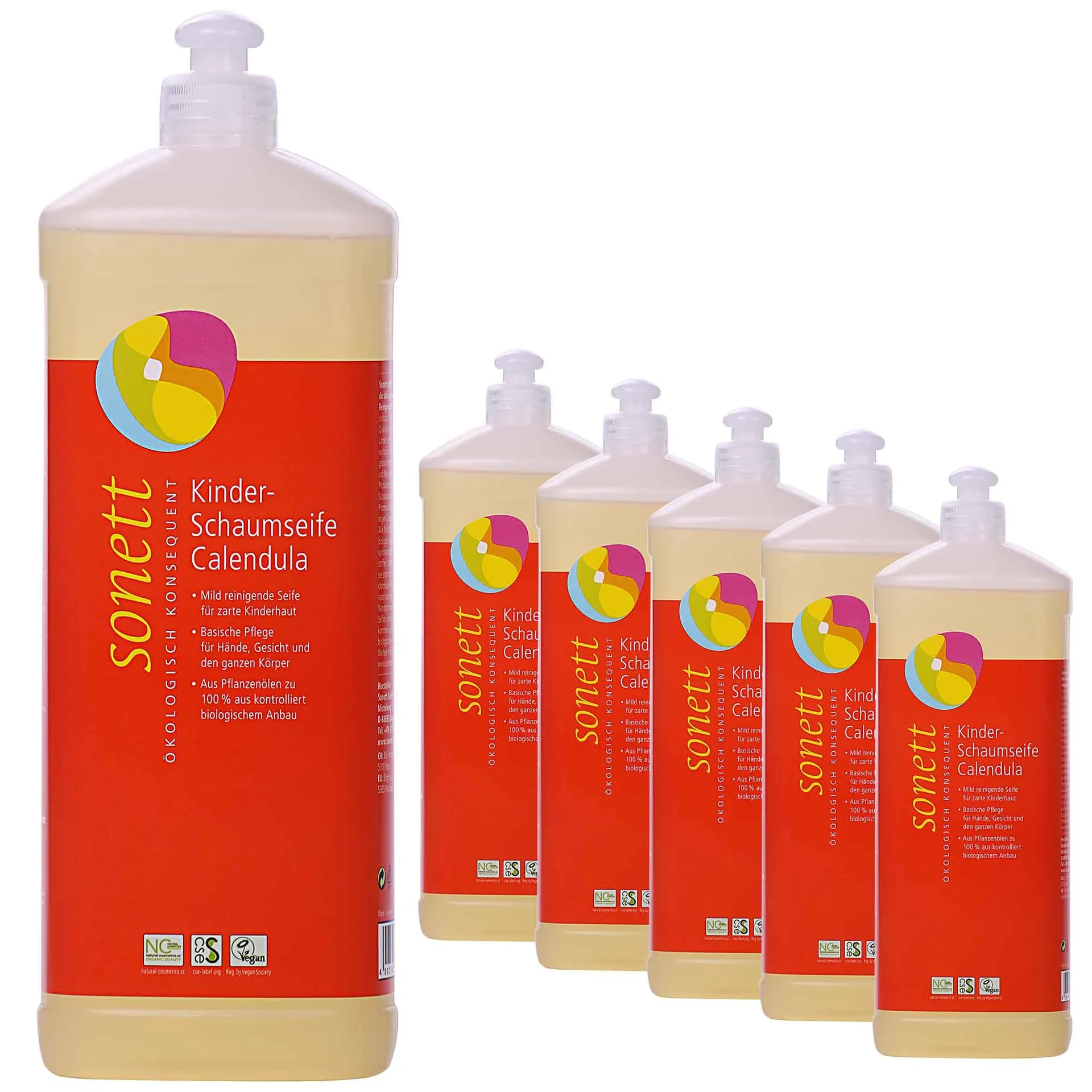 "Kinder Handzeep, Schuimzeep Kind, Kinderzeep, Milde Handzeep Kind, Calendula Zeep, 6 x 1 Liter image"