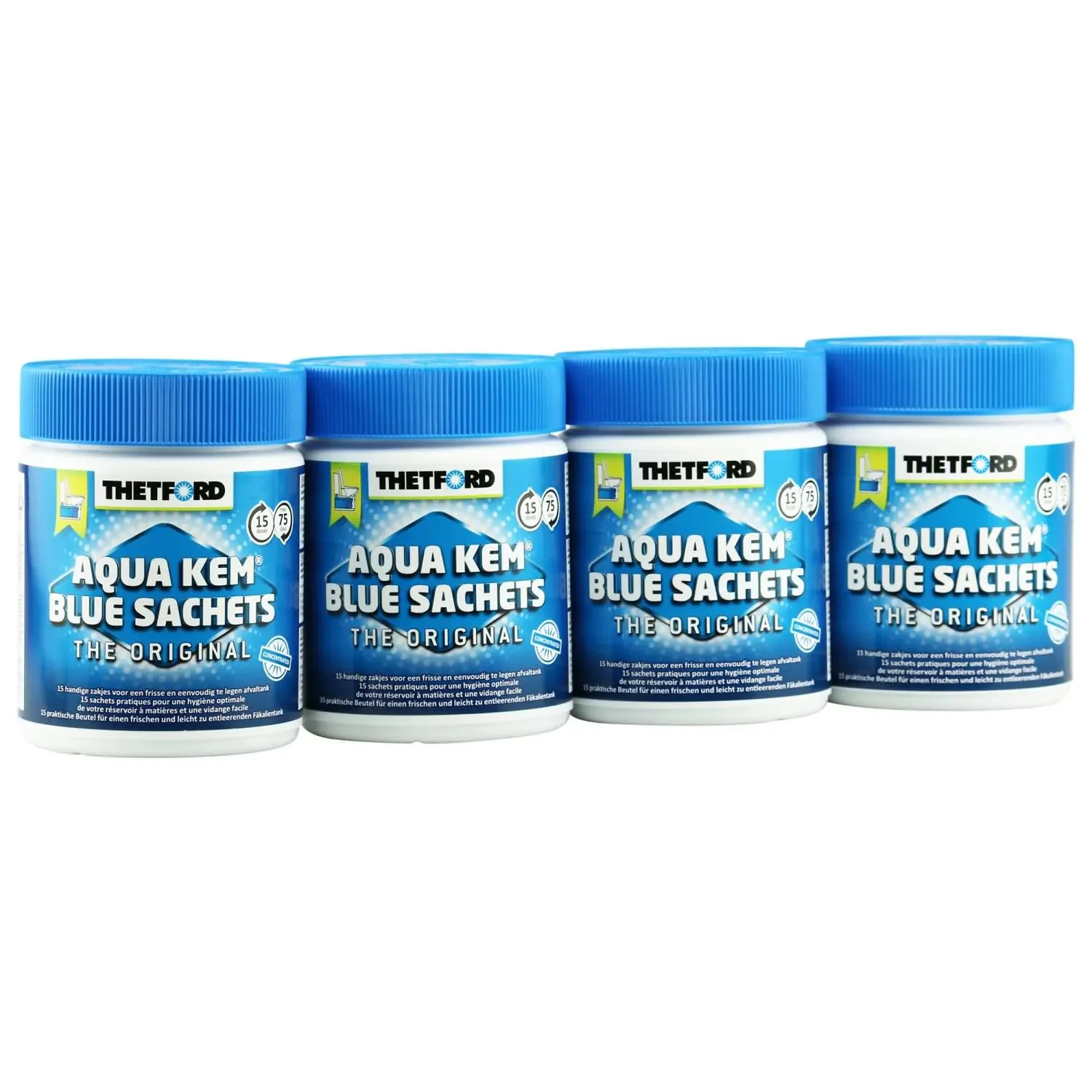 "Toiletvloeistof, Camping Toilet, Aqua Kem Blue Sachets, 15 Beutel x 4 Dosen image"