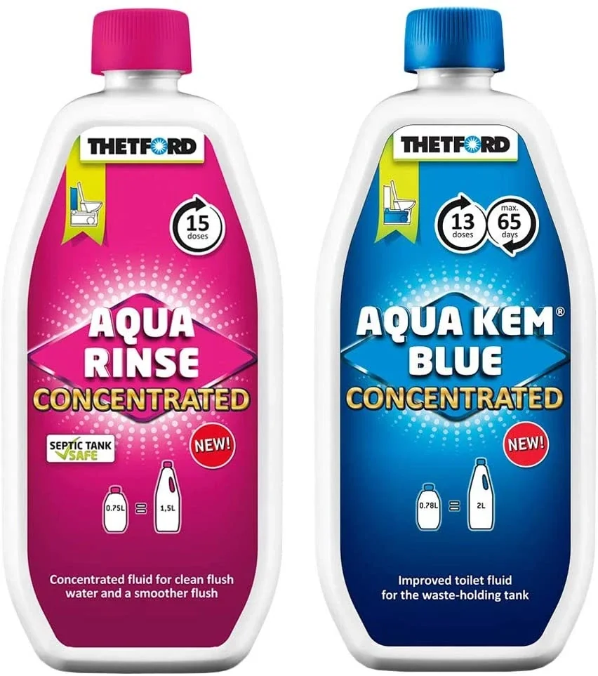 "Toiletvloeistof, Camping Toilet Vloeistof, Mobiel Toilet, Aqua Kem Blue 0,78 Liter & Aqua Rinse 0,75 Liter Duopack image"