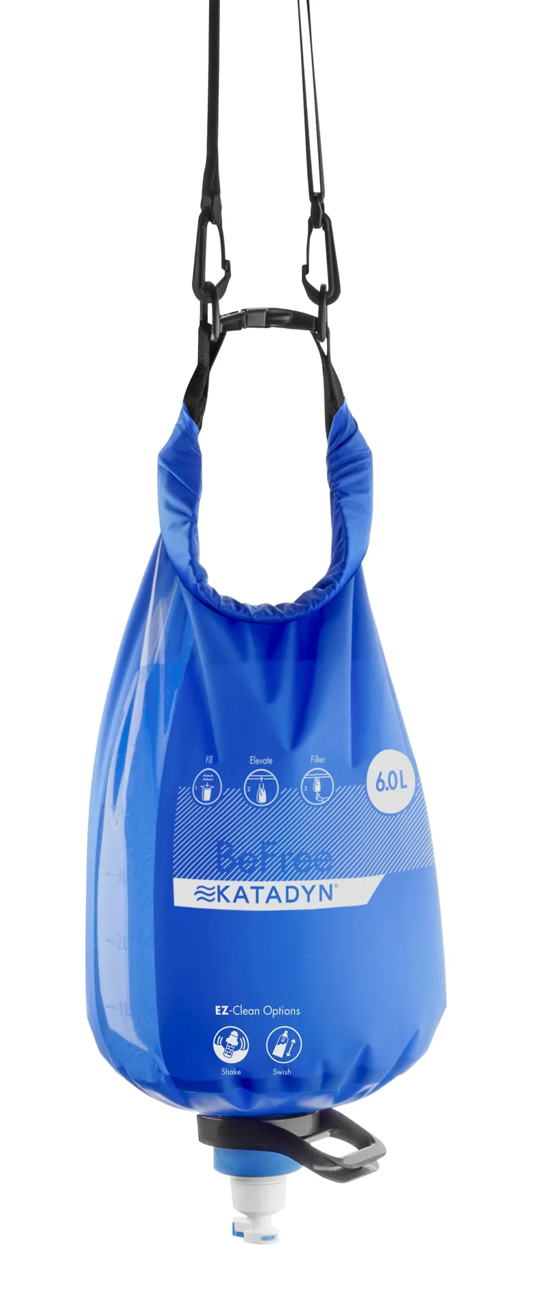 "Waterfilter, 6.0 Liter Gravity, waterzak filter, met Trägergurt, blauw image"