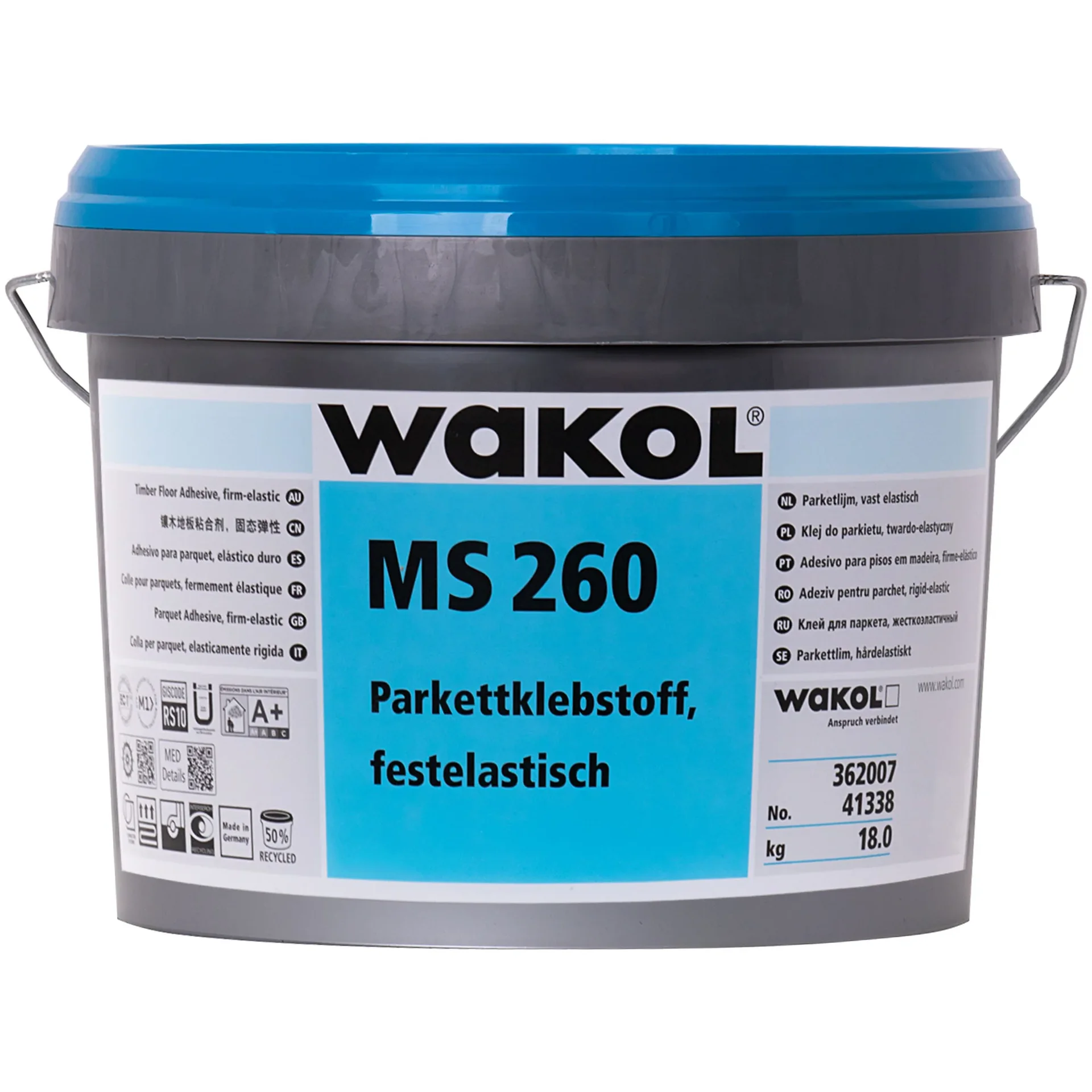 Parketlijm, elastische parketlijm, WAKOL MS 260 Parkettklebstoff festelastisch 18kg