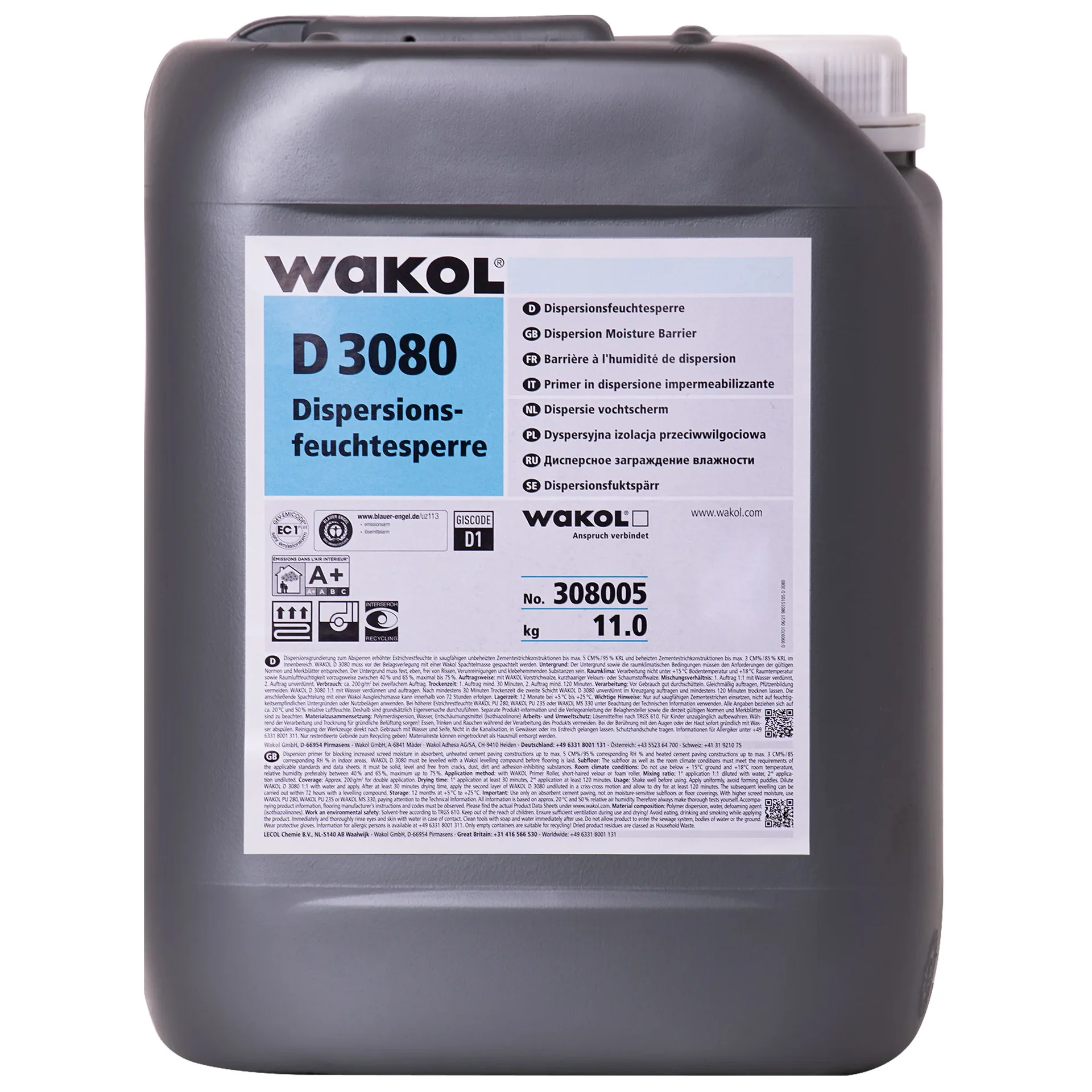 "Vochtwering vloer, WAKOL D 3080 Dispersionsfeuchtesperre 11 kg, vochtscherm vloer image"