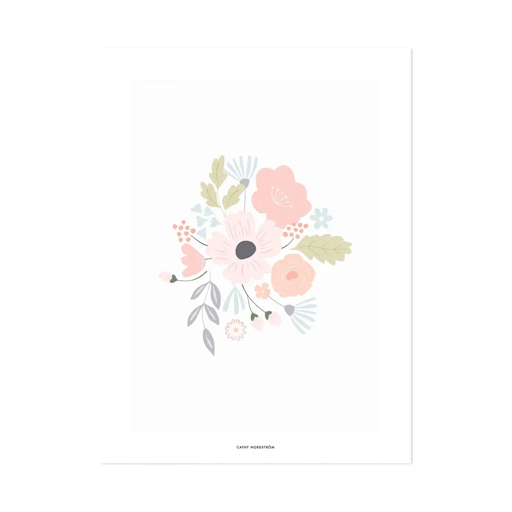 Lilipinso poster bloemenboeket roze pastel