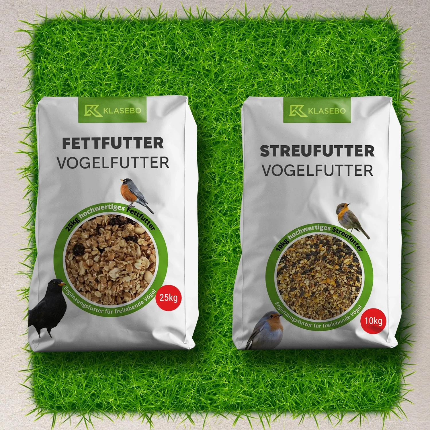 "Set Vogelvoer Het Hele Jaar Door 35kg - Strooivoer 10 kg, Vetvogelvoer-Mengsel 25 kg image"