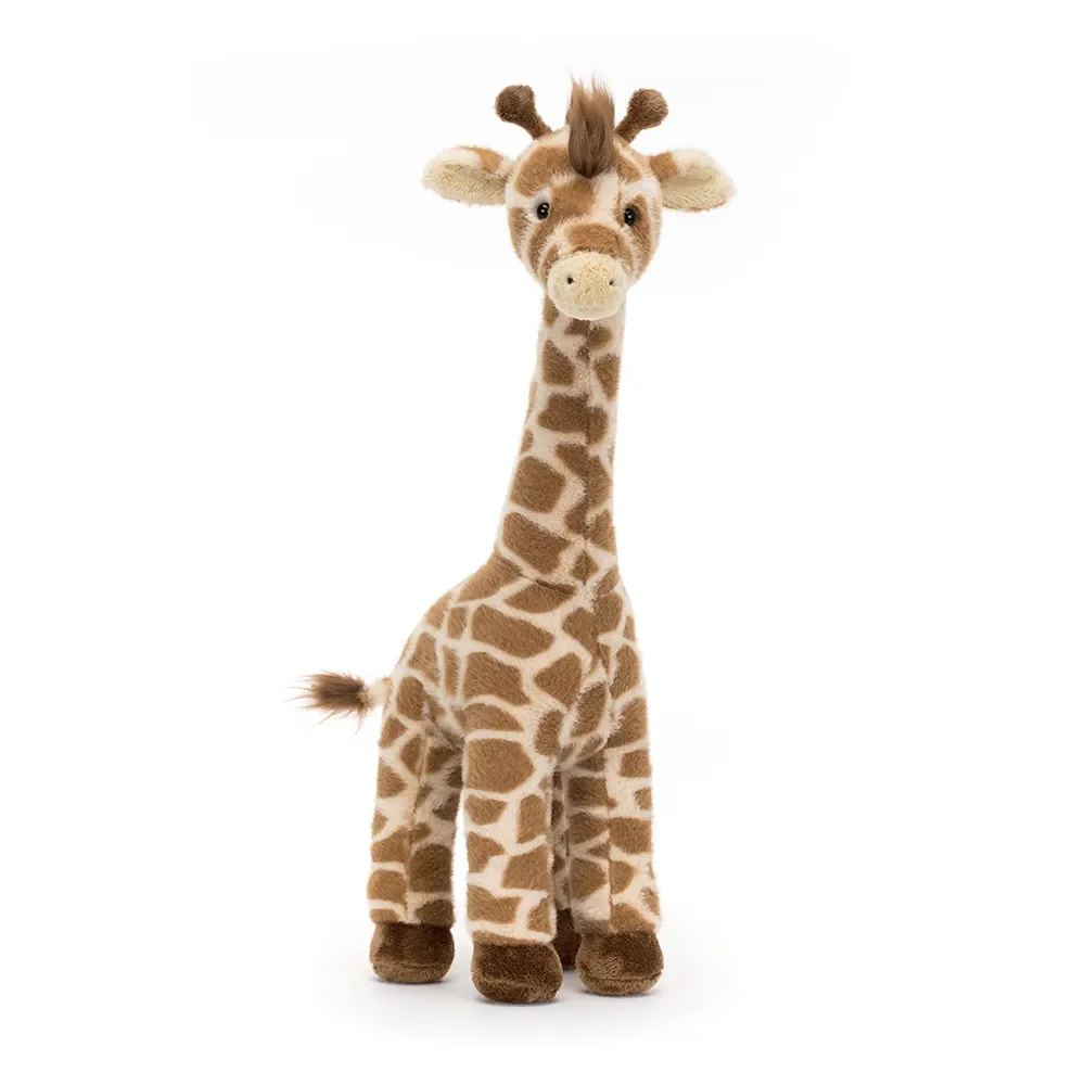 "Jellycat giraffe knuffel 32 cm, zachte biologische knuffel voor baby, pastelkleuren image"