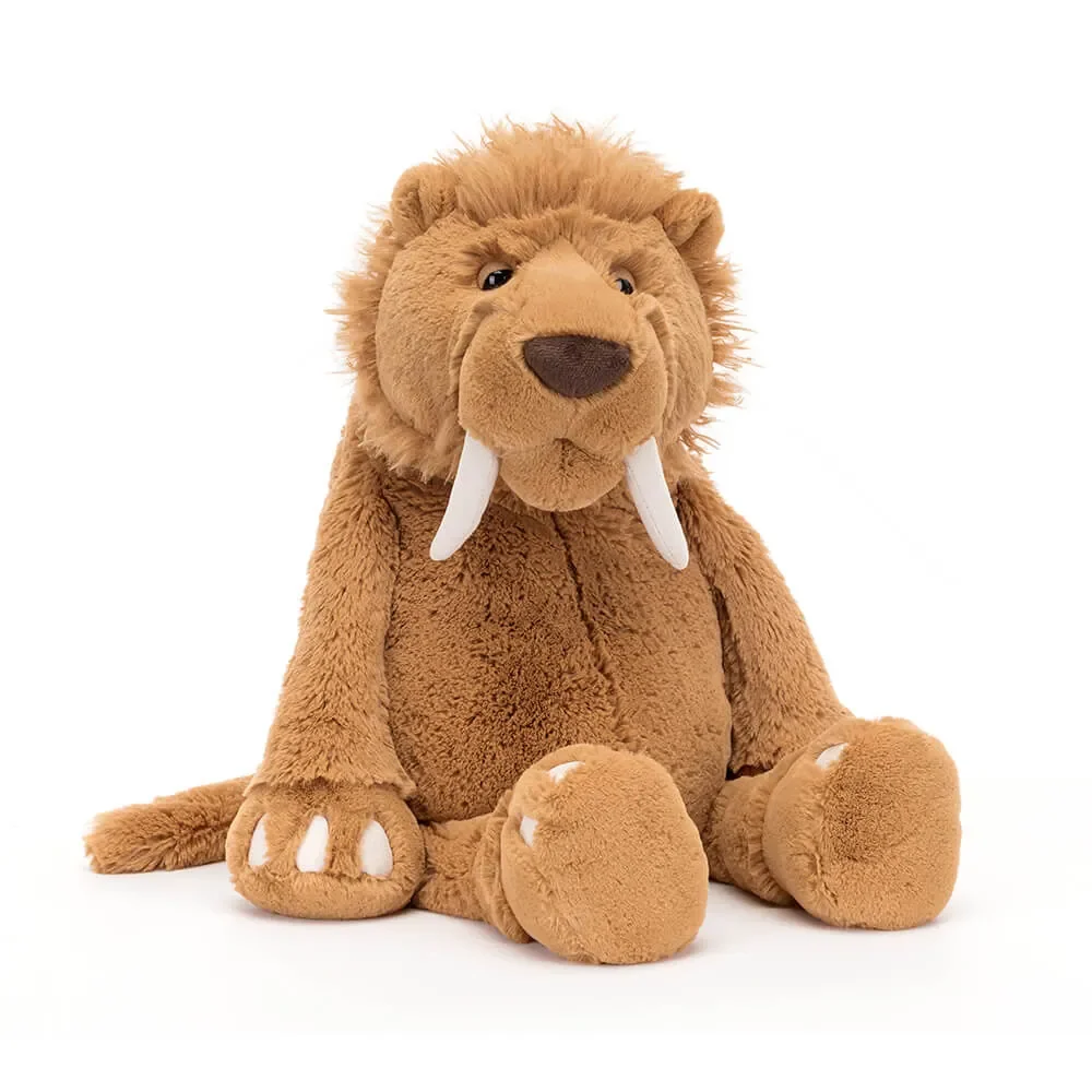 "Knuffeltijger, Sabeltandtijger pluche, zacht knuffeldier met nostalgisch design image"