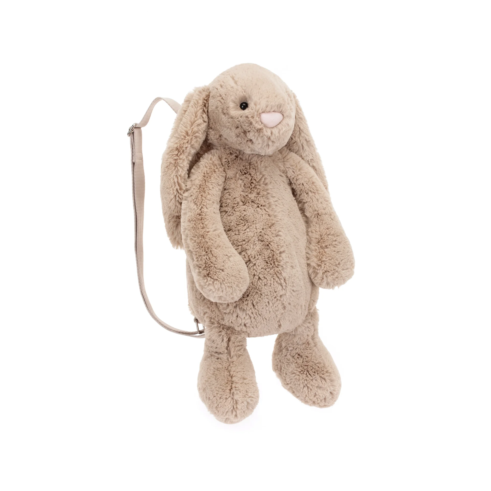 Kinderrugzak, knuffelrugzak beige met konijn in pluche