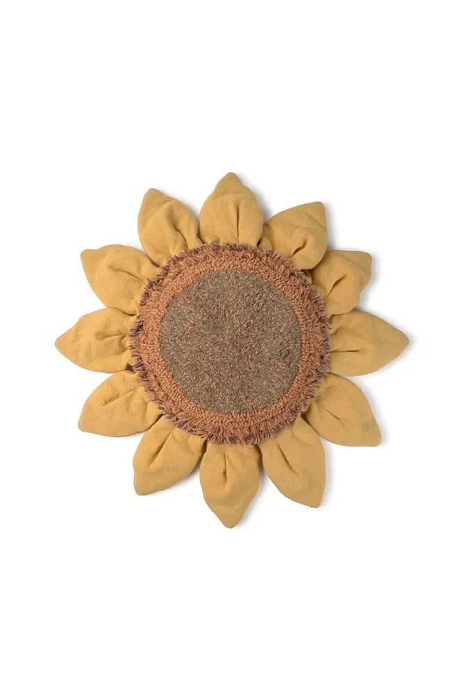"Vloerkussen zonnebloem, handgeweven, decoratie kussen, wasbare hoes, Ø 75 cm image"
