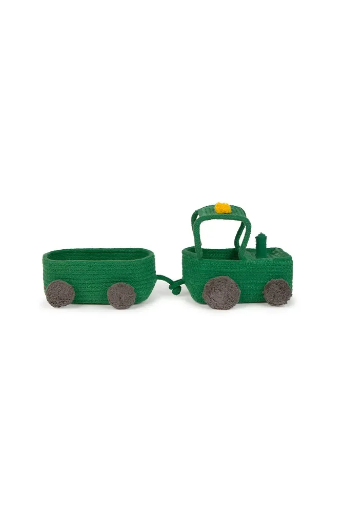 "Opbergmand tractor 100% katoen, wasbaar, voor kinderkamer en speelgoed image"